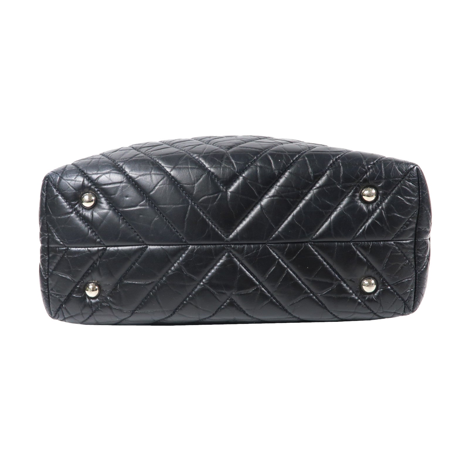 CHANEL 斜紋羊皮皮革Chain Shoulder Bag銀扣鏈帶肩背袋黑色