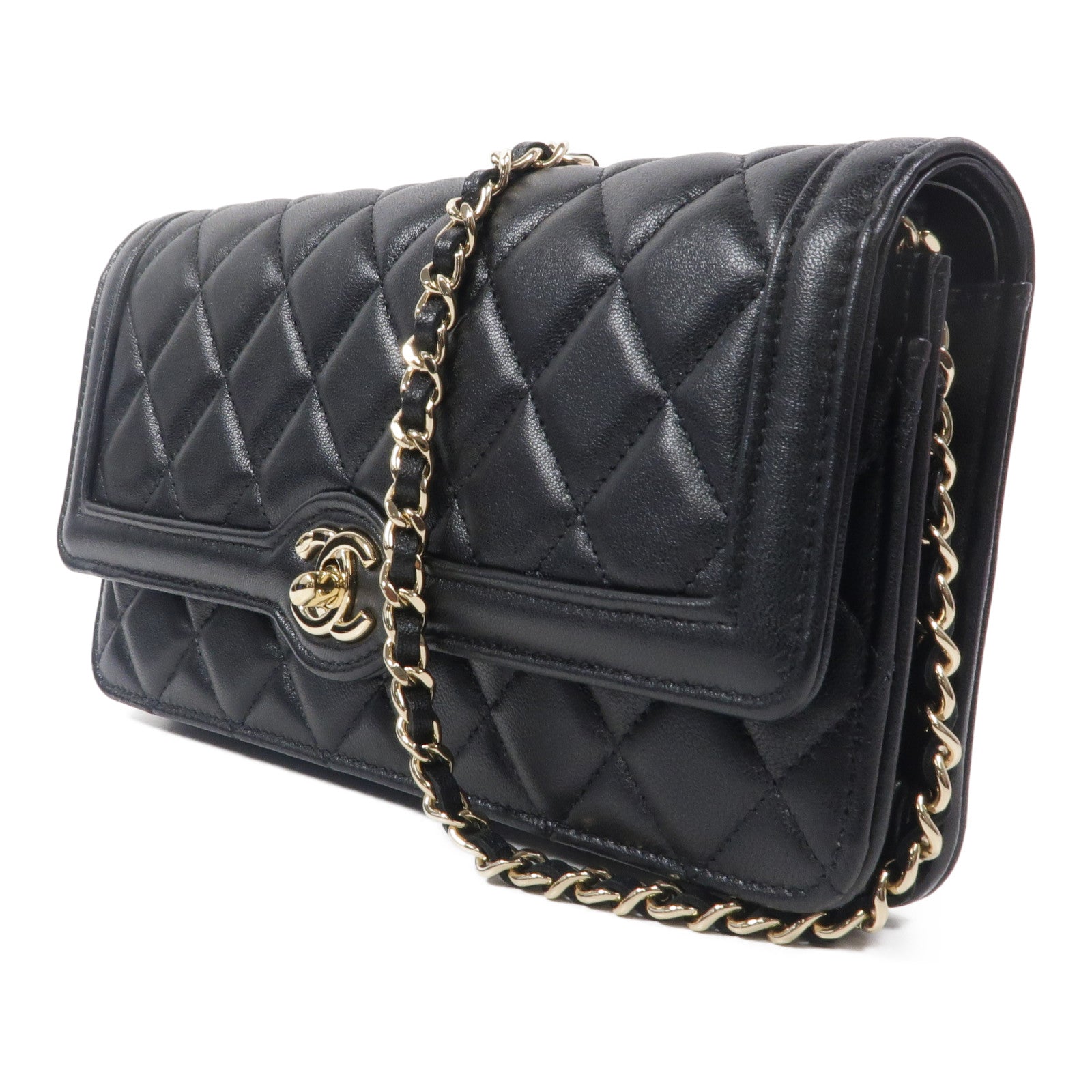 CHANEL 羊皮皮革Clutch With Chain鏈帶肩背袋