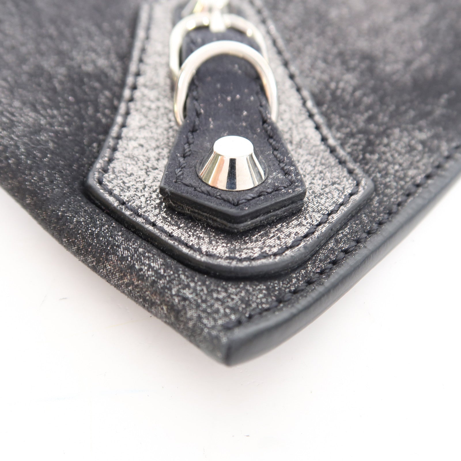 BALENCIAGA 【激減優惠】牛皮皮革Pouch銀扣手拿包黑色