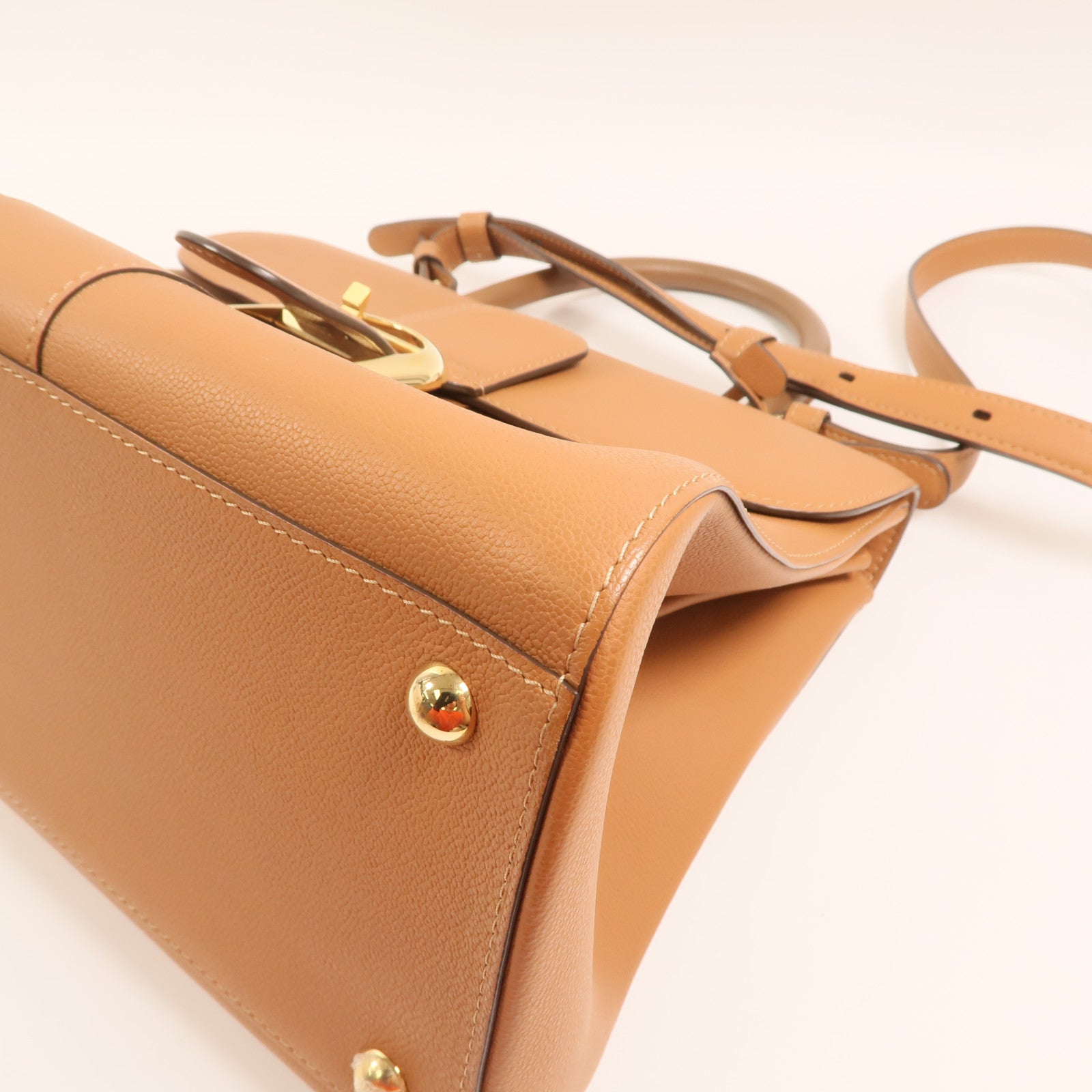 Delvaux 【激減優惠】牛皮皮革Brillant MM金扣手挽肩背兩用袋