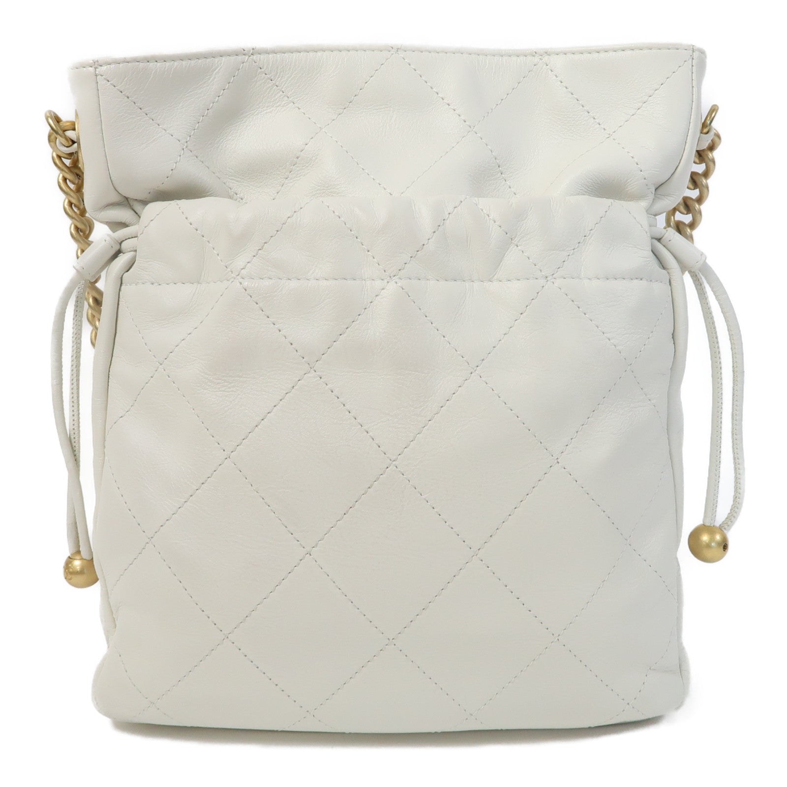 CHANEL 【激減優惠】菱格羊皮皮革Chain Shoulder金扣鏈帶肩背袋白色
