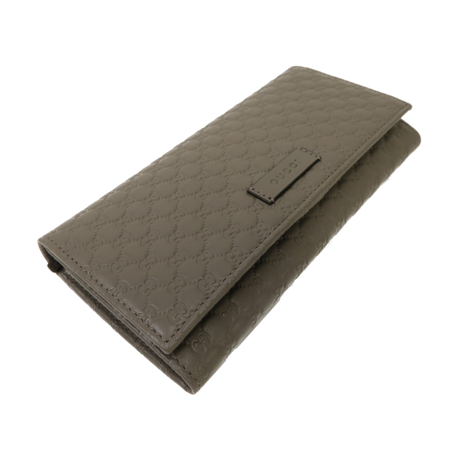 GUCCI 牛皮皮革Micro Guccissima Long Wallet金扣鈕扣長錢包灰色
