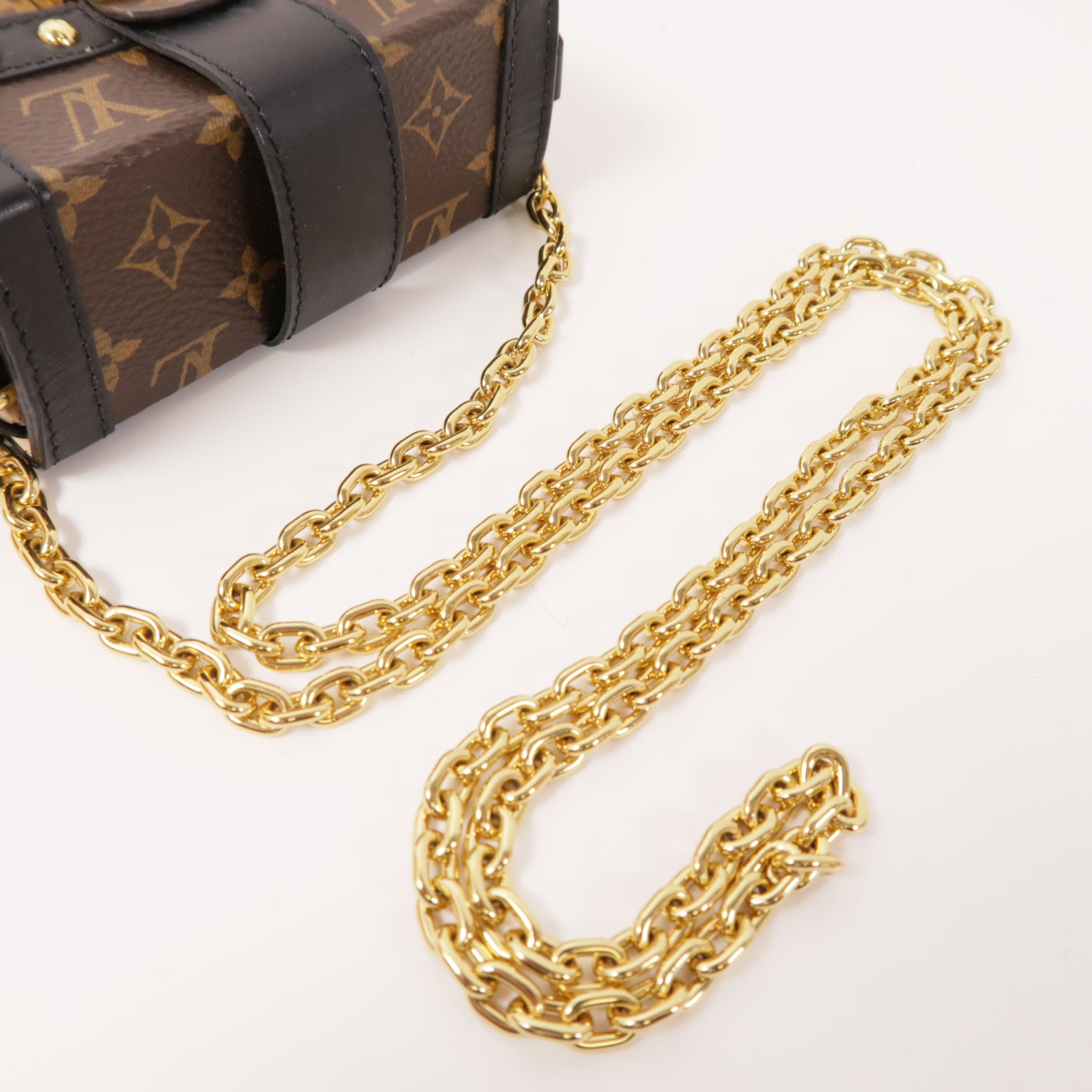 LOUIS VUITTON Monogram Mini Essential Trunk金扣鏈帶肩背袋