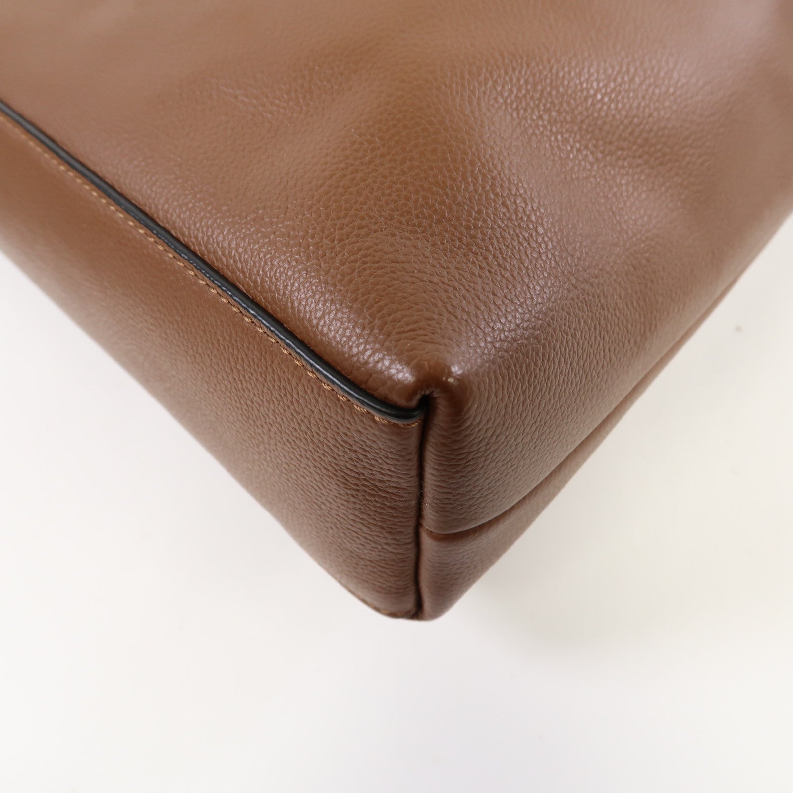 COACH 【激減優惠】牛皮皮革2 Way Shoulder銀扣手挽肩背兩用袋啡色