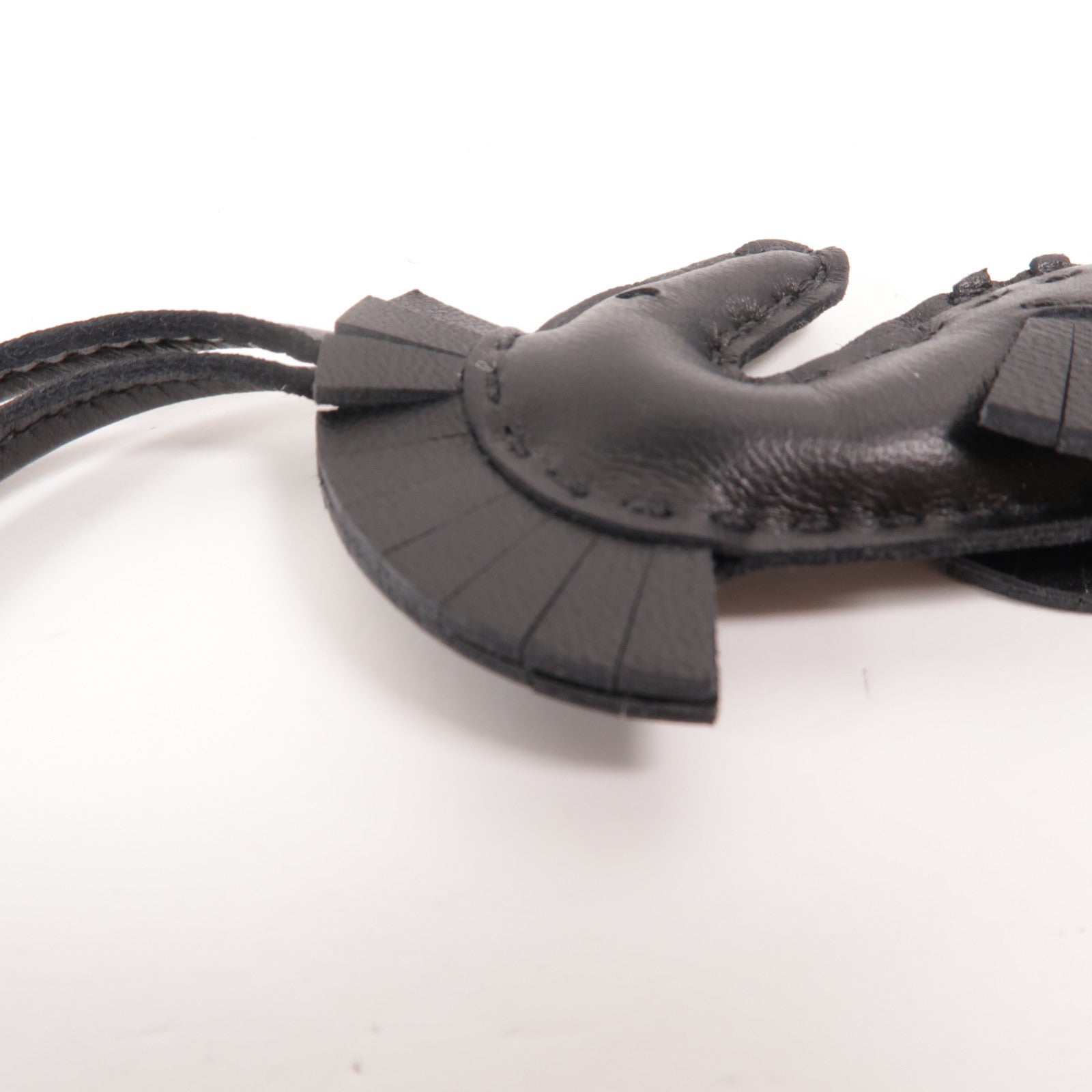 HERMES Milo皮革Seahorse Charm掛飾Noir