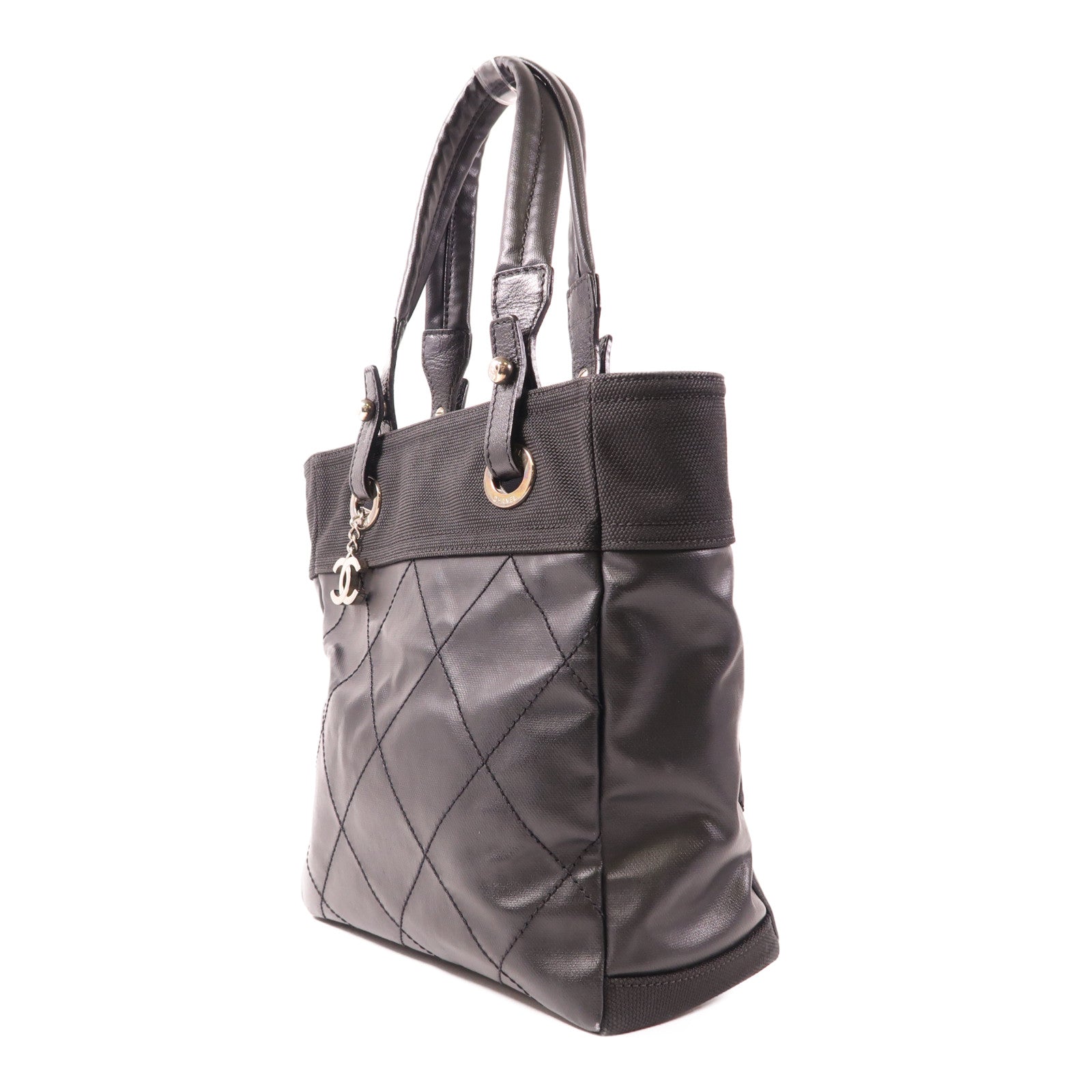 CHANEL 牛皮皮革Handbag銀扣手挽袋