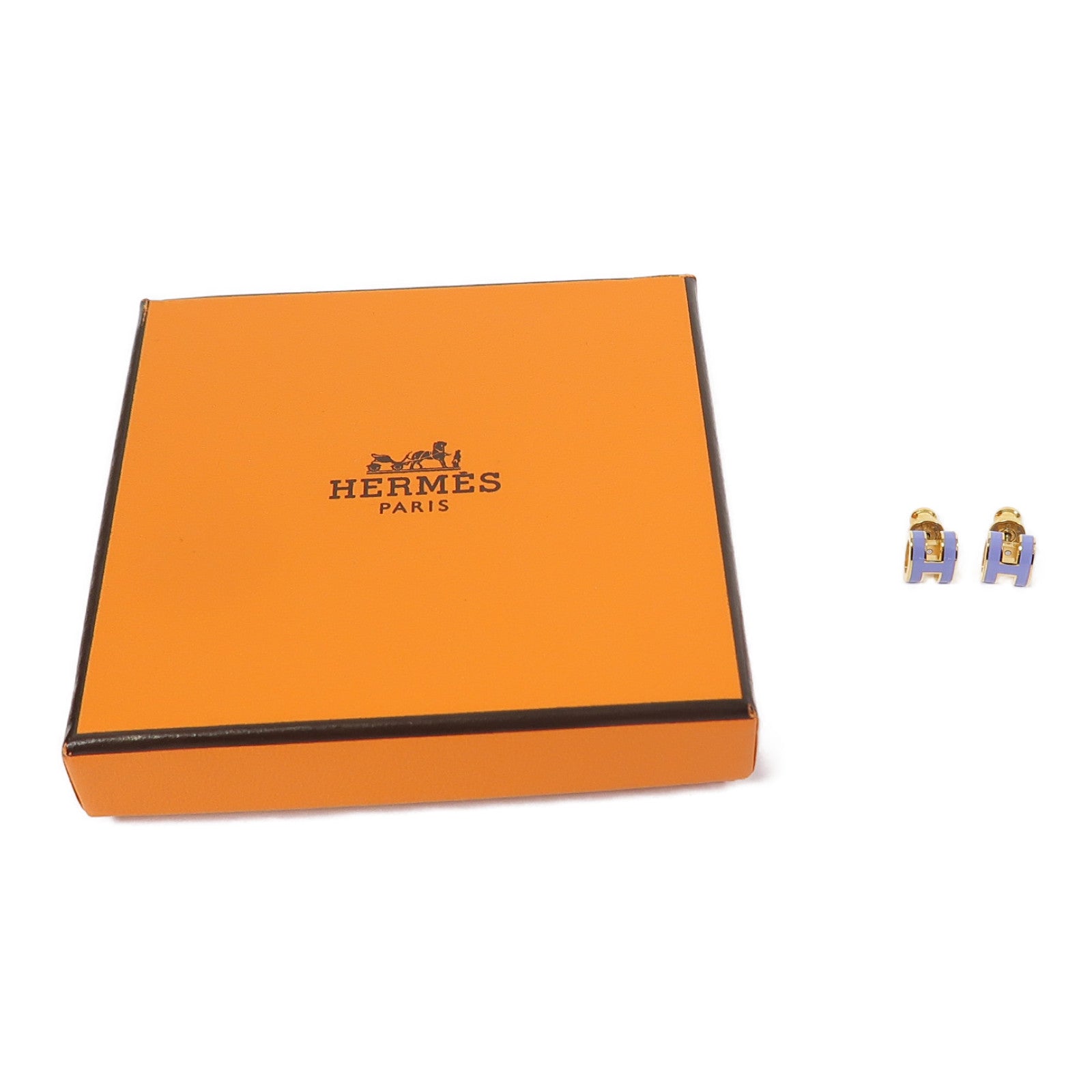 HERMES 金屬Mini Pop H耳環紫色