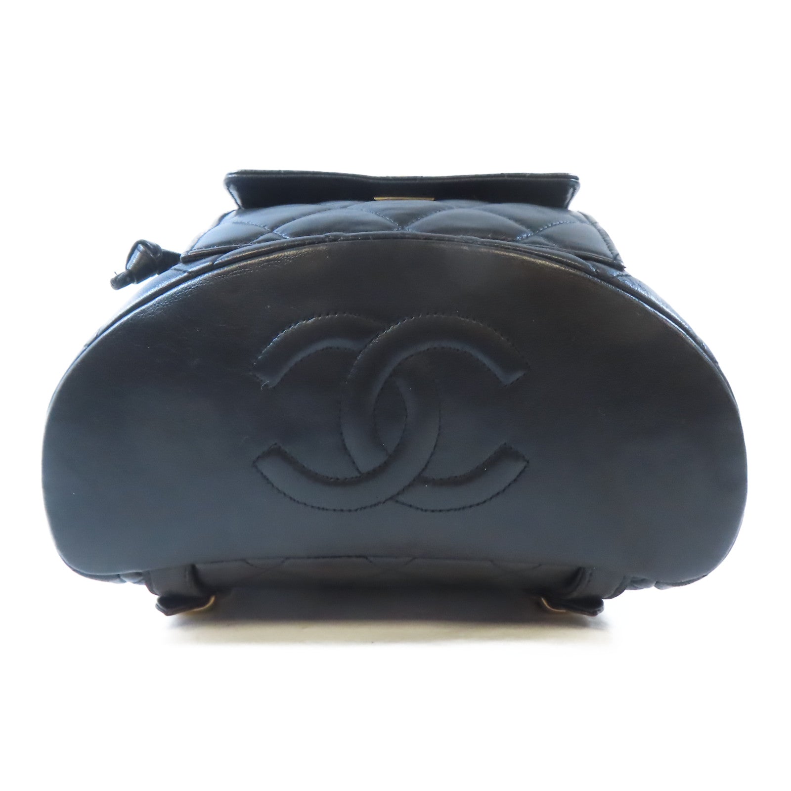 CHANEL 菱格羊皮皮革Vintage Backpack金扣背包黑色