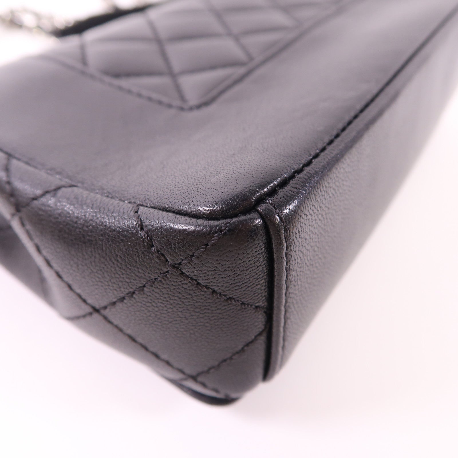 CHANEL CC SHW Chain Shoulder Bag Calfskin Leather Black