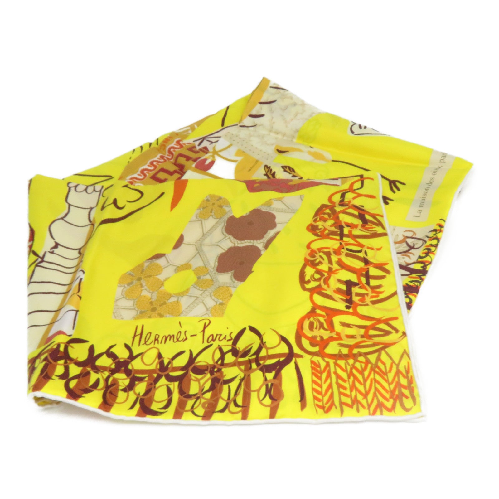 HERMES 【激減優惠】絲質Scarf絲巾黃色