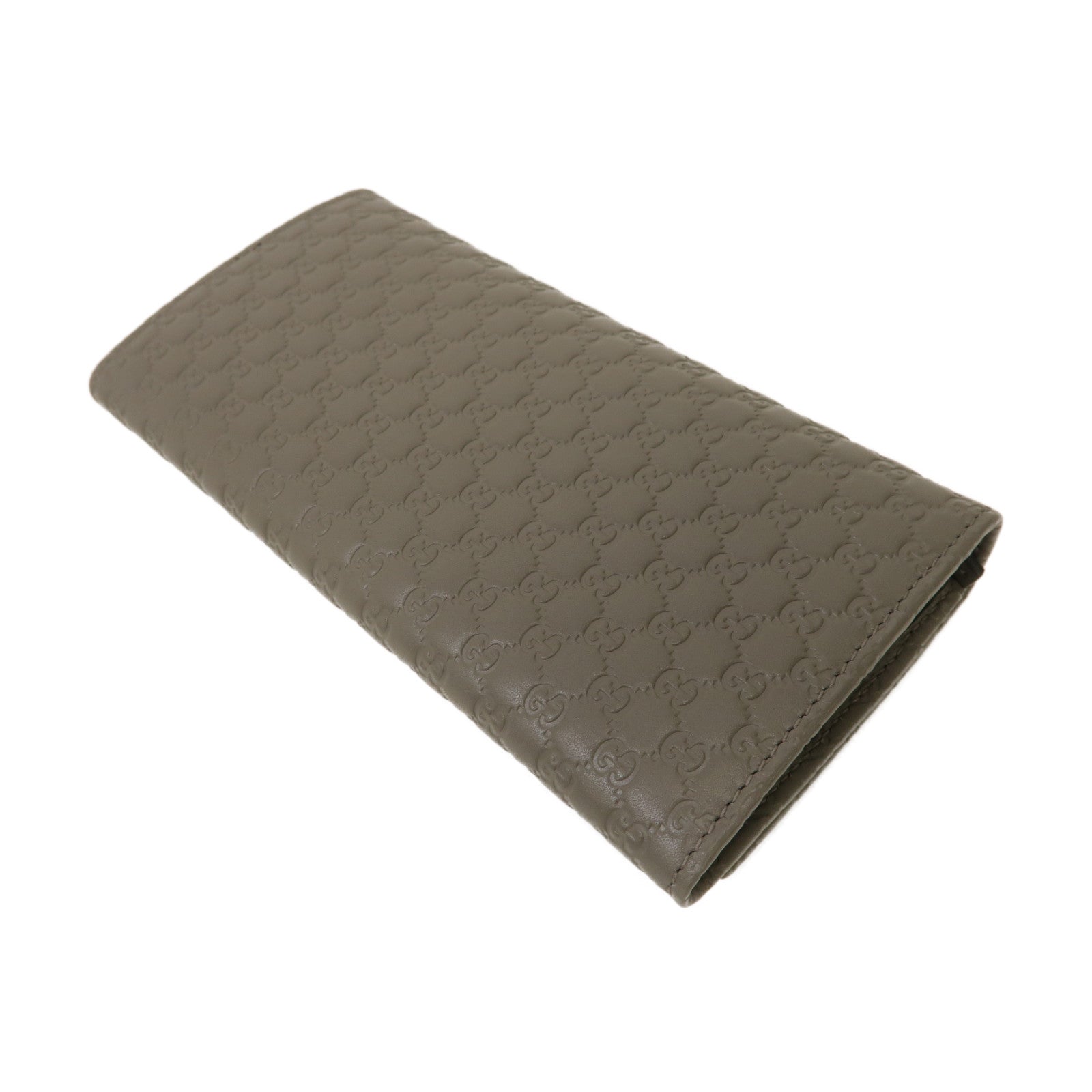 GUCCI 牛皮皮革Micro Guccissima Long Wallet金扣鈕扣長錢包灰色