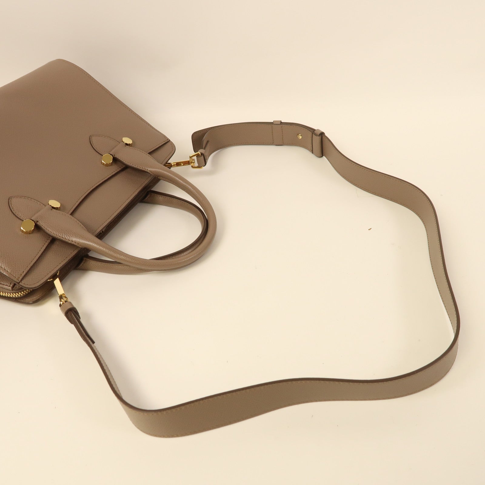 Salvatore Ferragamo 牛皮皮革Shoulder Bag金扣手挽肩背兩用袋啡色