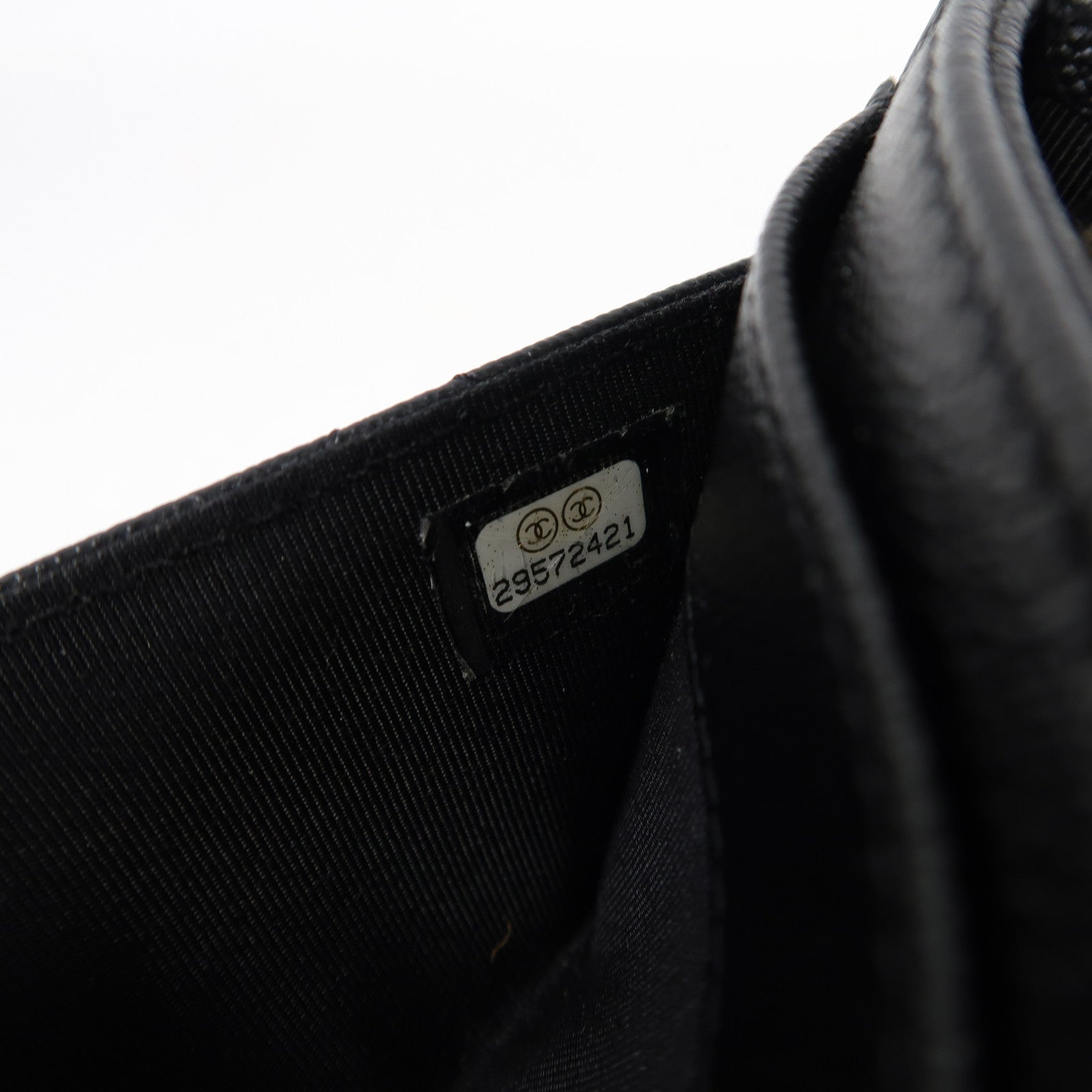 CHANEL 菱格牛皮皮革Wallet銀扣長錢包黑色