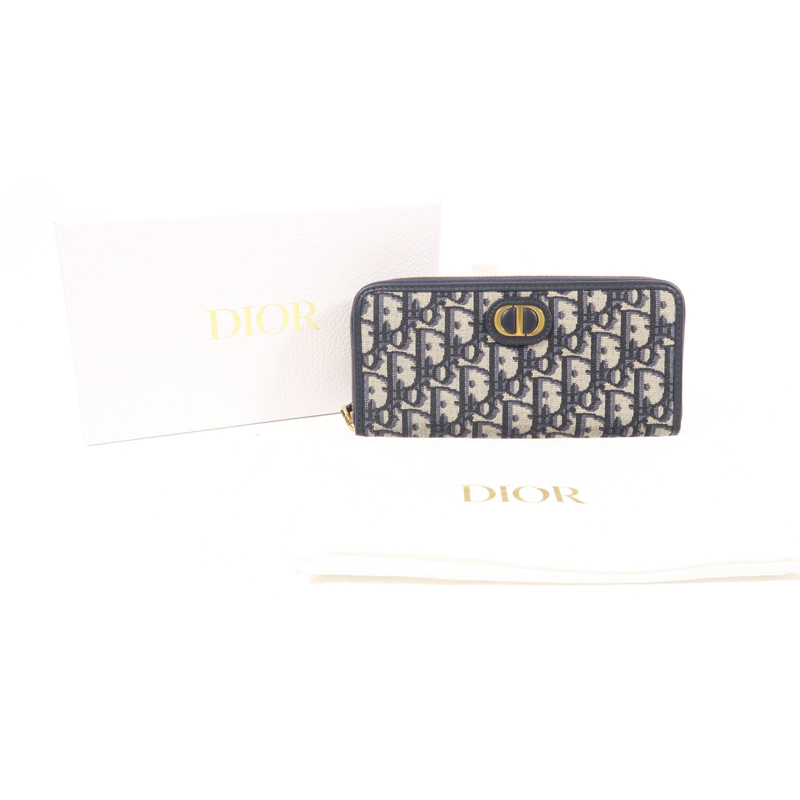 Dior 帆布30 Montaigne Voyageur金扣長錢包