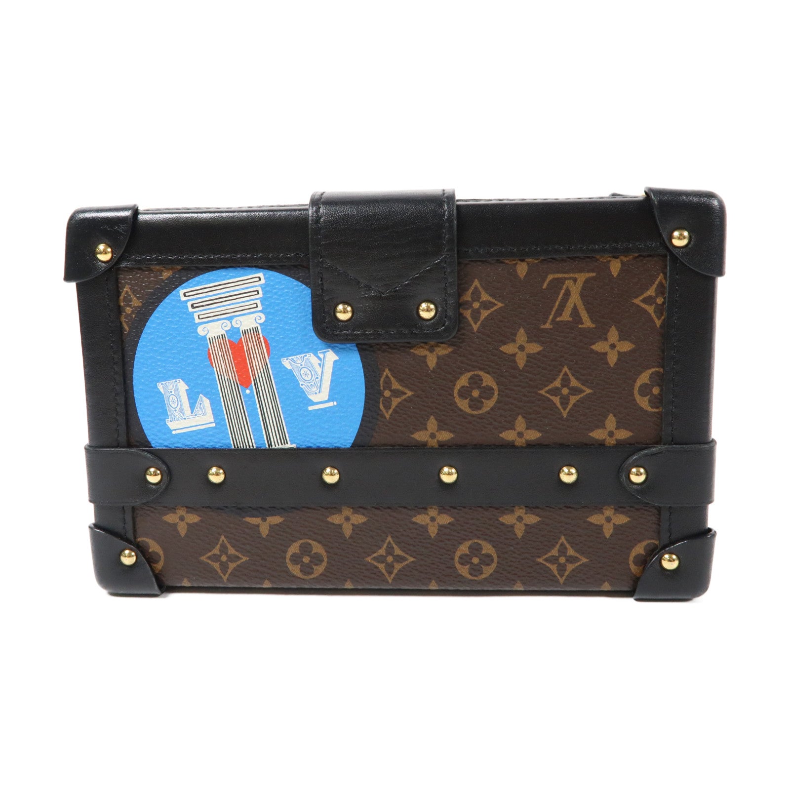LOUIS VUITTON Monogram Petite Malle金扣肩背袋啡色/黑色
