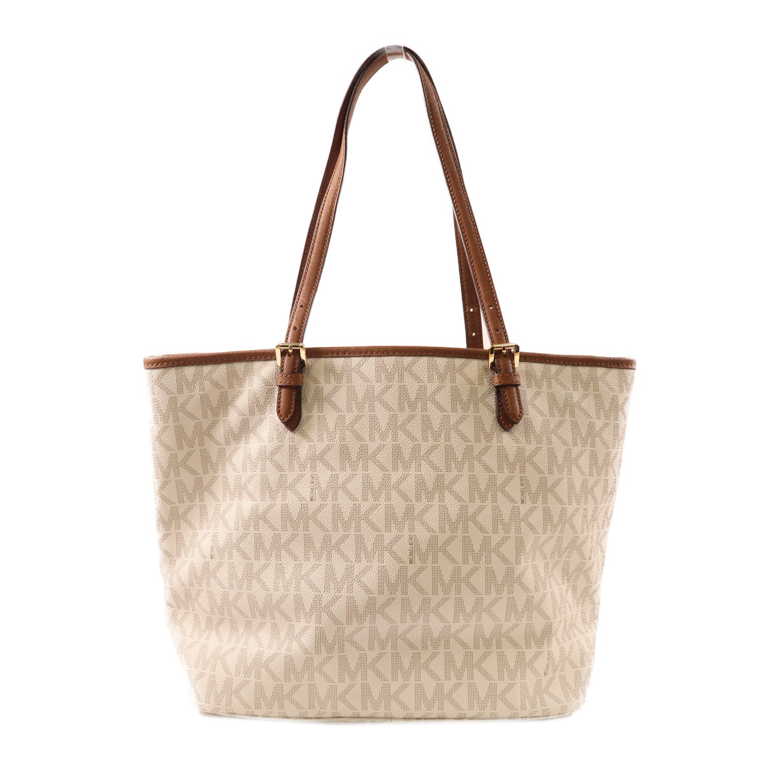 Michael Kors 塗層帆布Shoulder Tote金扣肩背袋/手挽袋白色