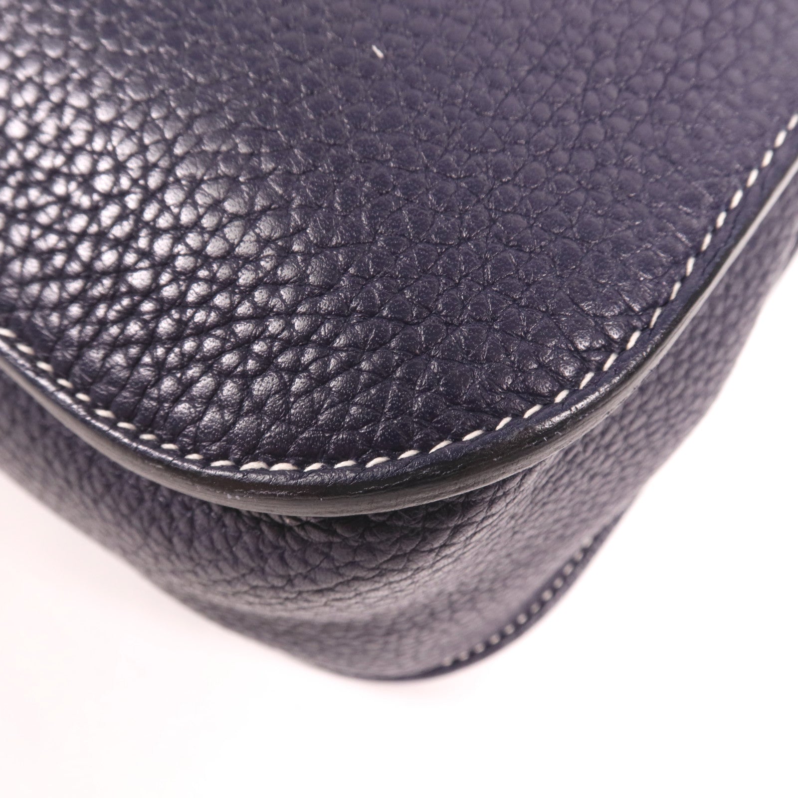 HERMES Clemence皮革Halzan 31銀扣手挽肩背兩用袋Bleu Nuit