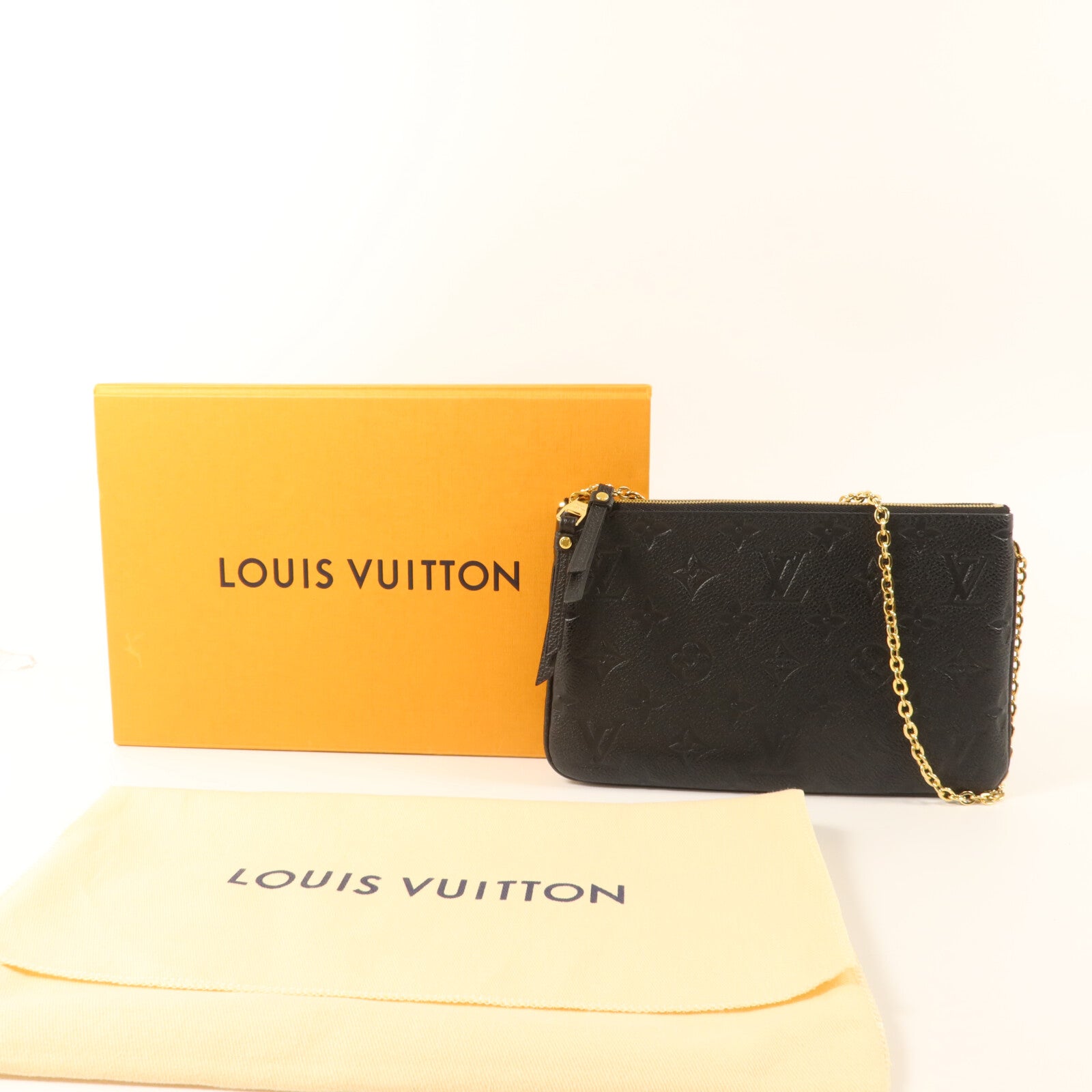 LOUIS VUITTON Monogram Empreinte Double Zip Pochette鏈帶肩背袋