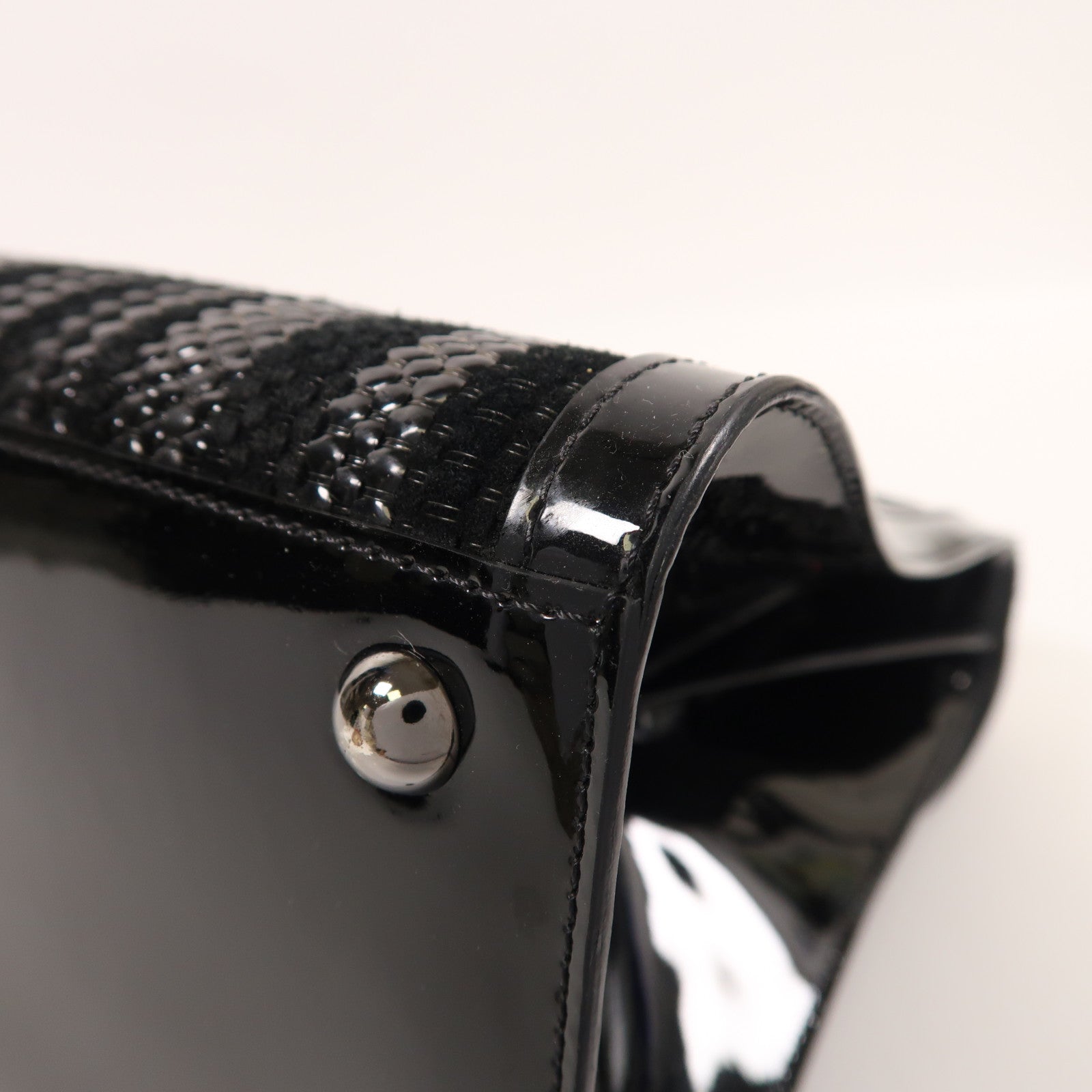 Delvaux 漆皮皮革/帆布Brillant MM手挽肩背兩用袋