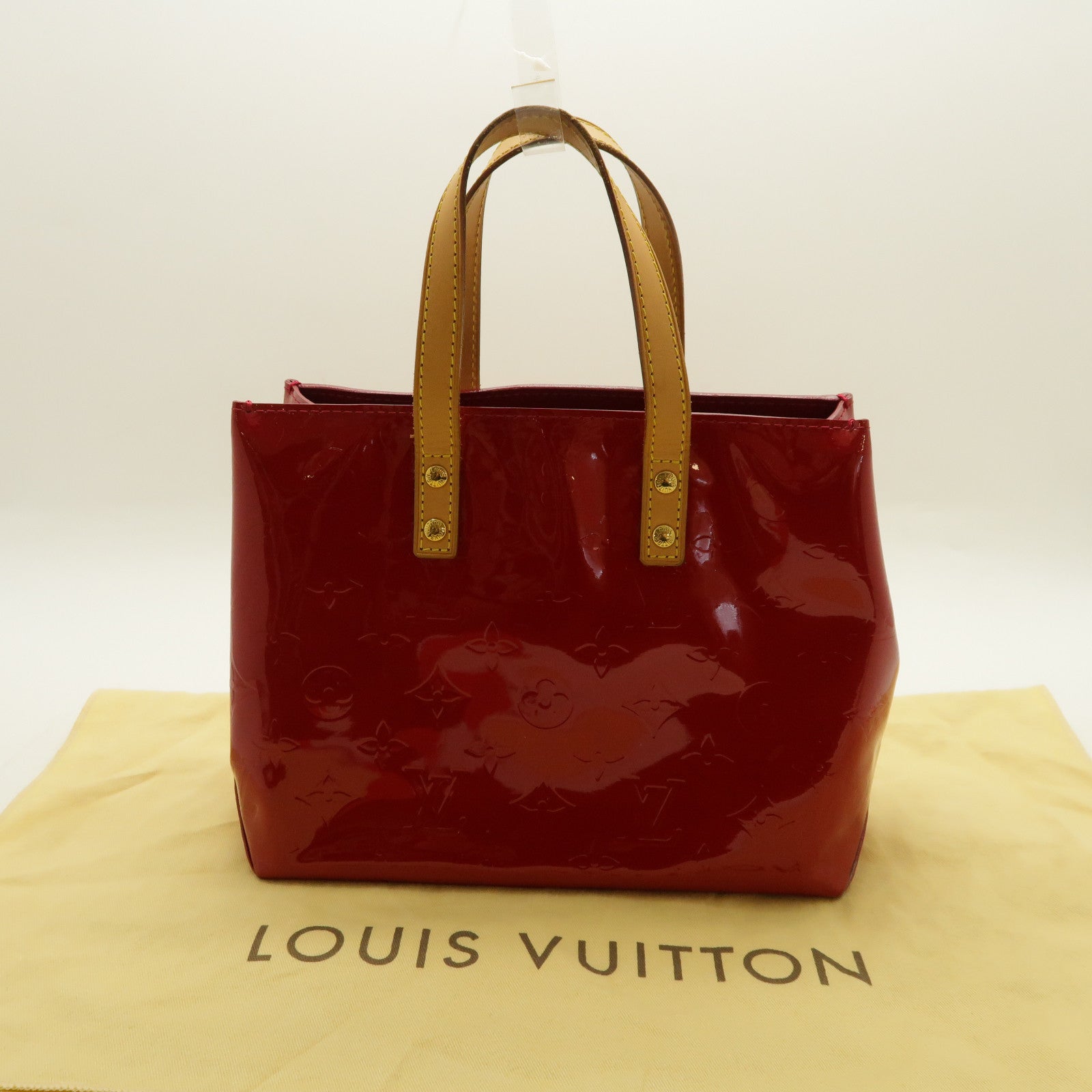 LOUIS VUITTON Vernis Reade PM金扣手挽袋紅色