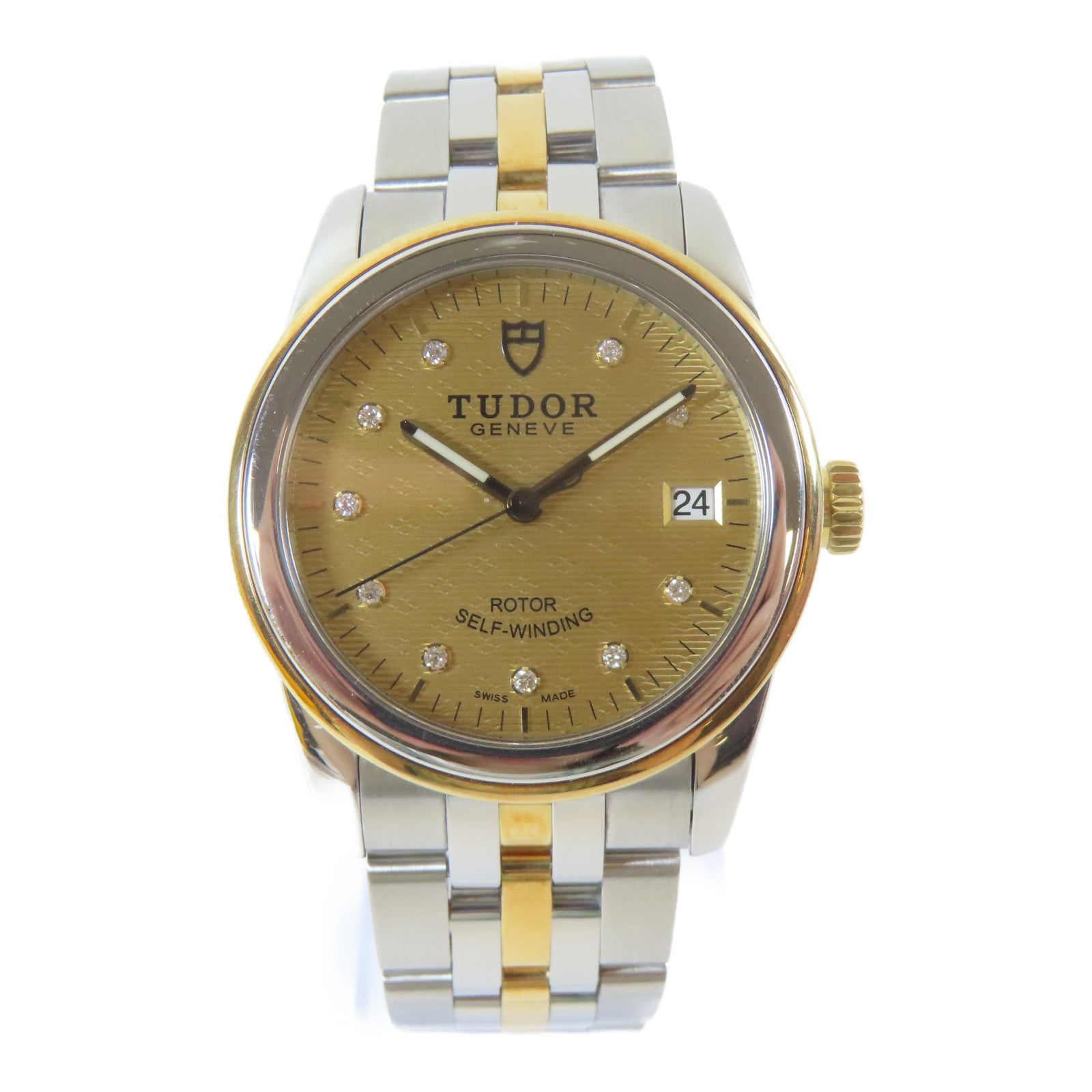 TUDOR Glamour Date不鏽鋼/18K黃金手錶自動機芯金色