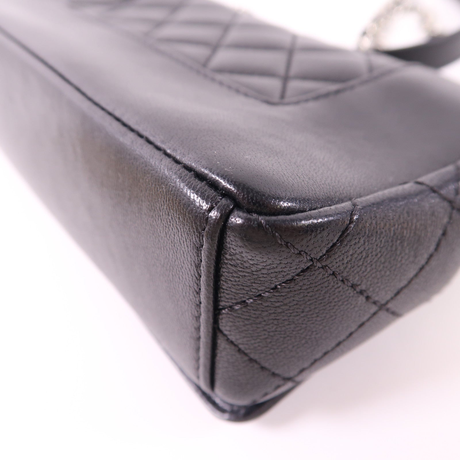 CHANEL CC SHW Chain Shoulder Bag Calfskin Leather Black