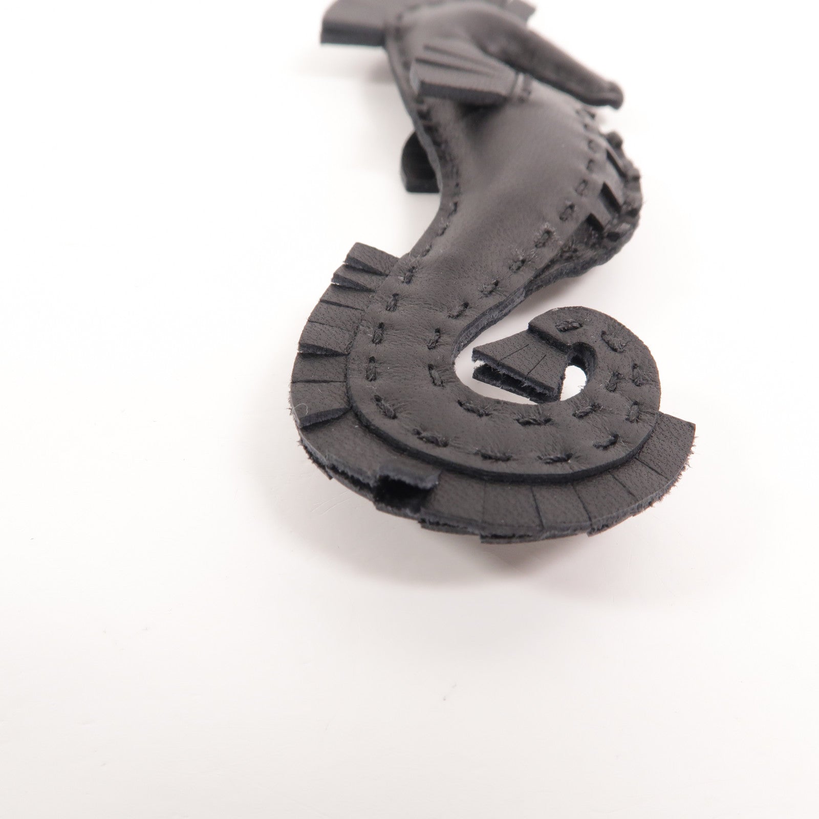 HERMES Milo皮革Seahorse Charm掛飾Noir