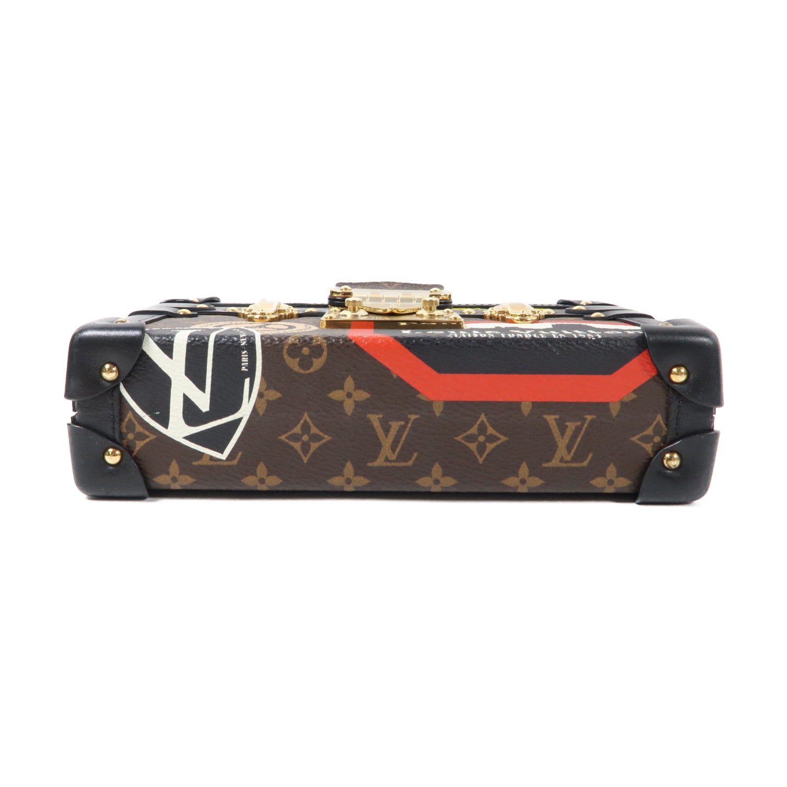 LOUIS VUITTON Monogram Petite Malle金扣肩背袋啡色/黑色
