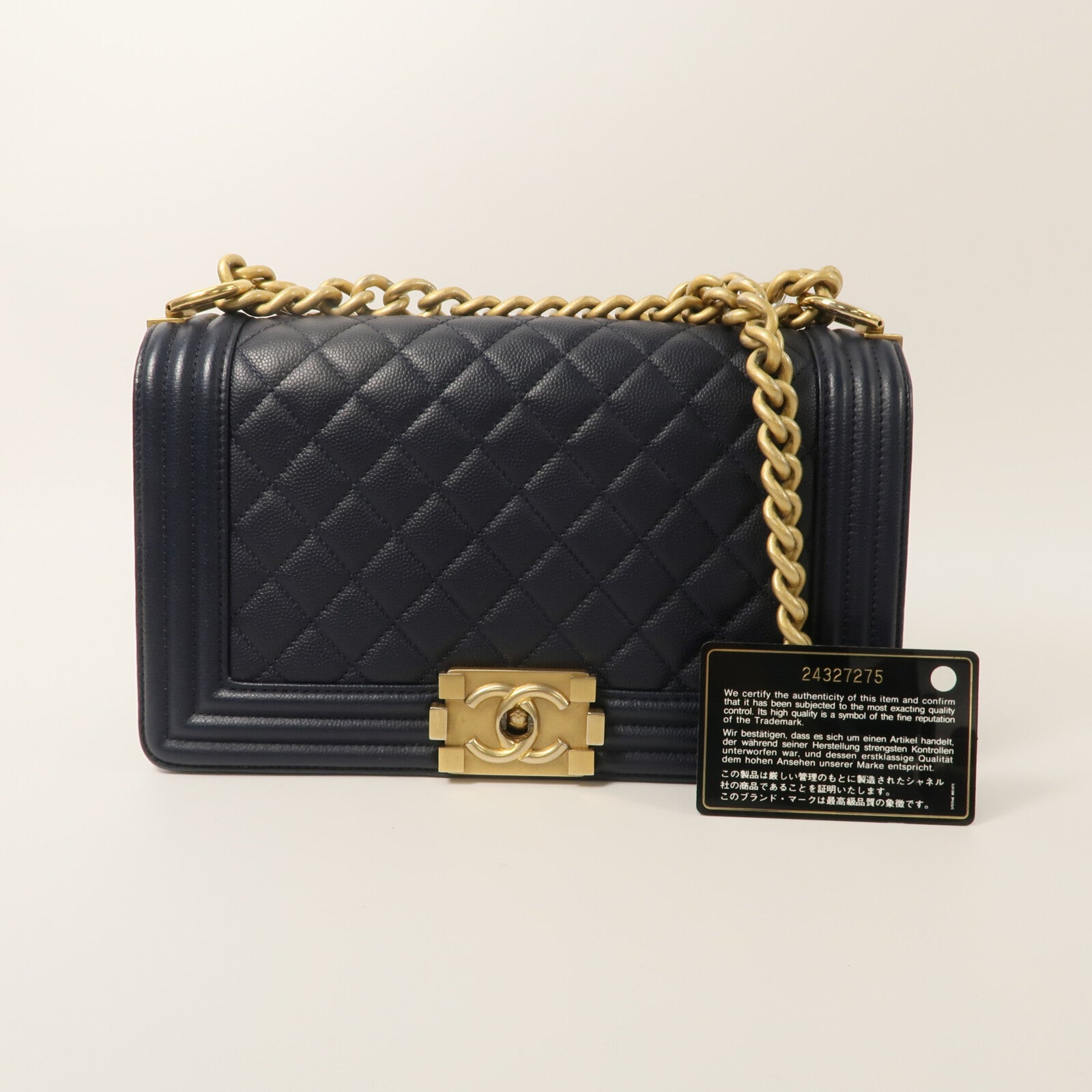 CHANEL 牛皮皮革Boy 25鏈帶肩背袋