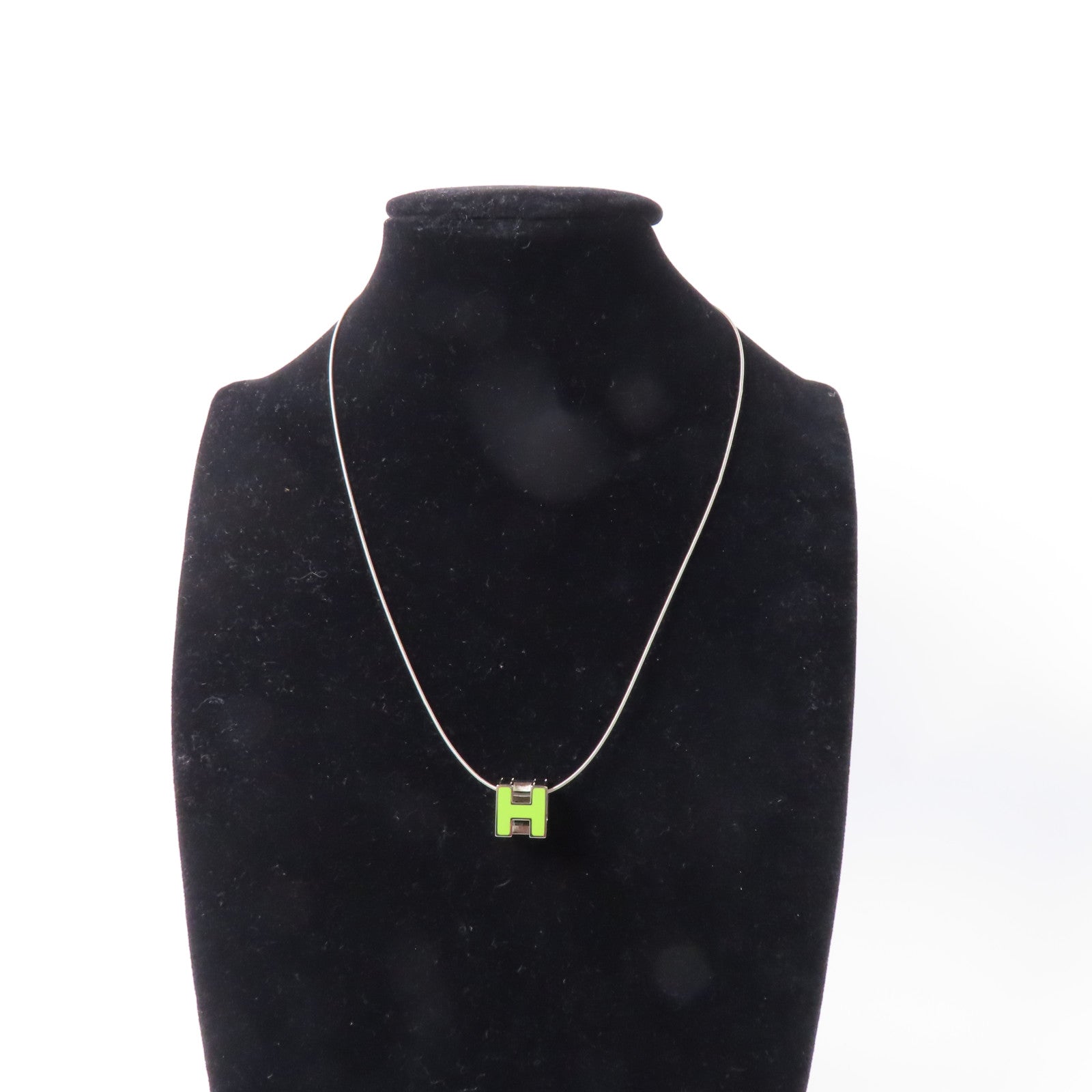 HERMES 金屬Cube d'H Necklace項鍊綠色/銀色