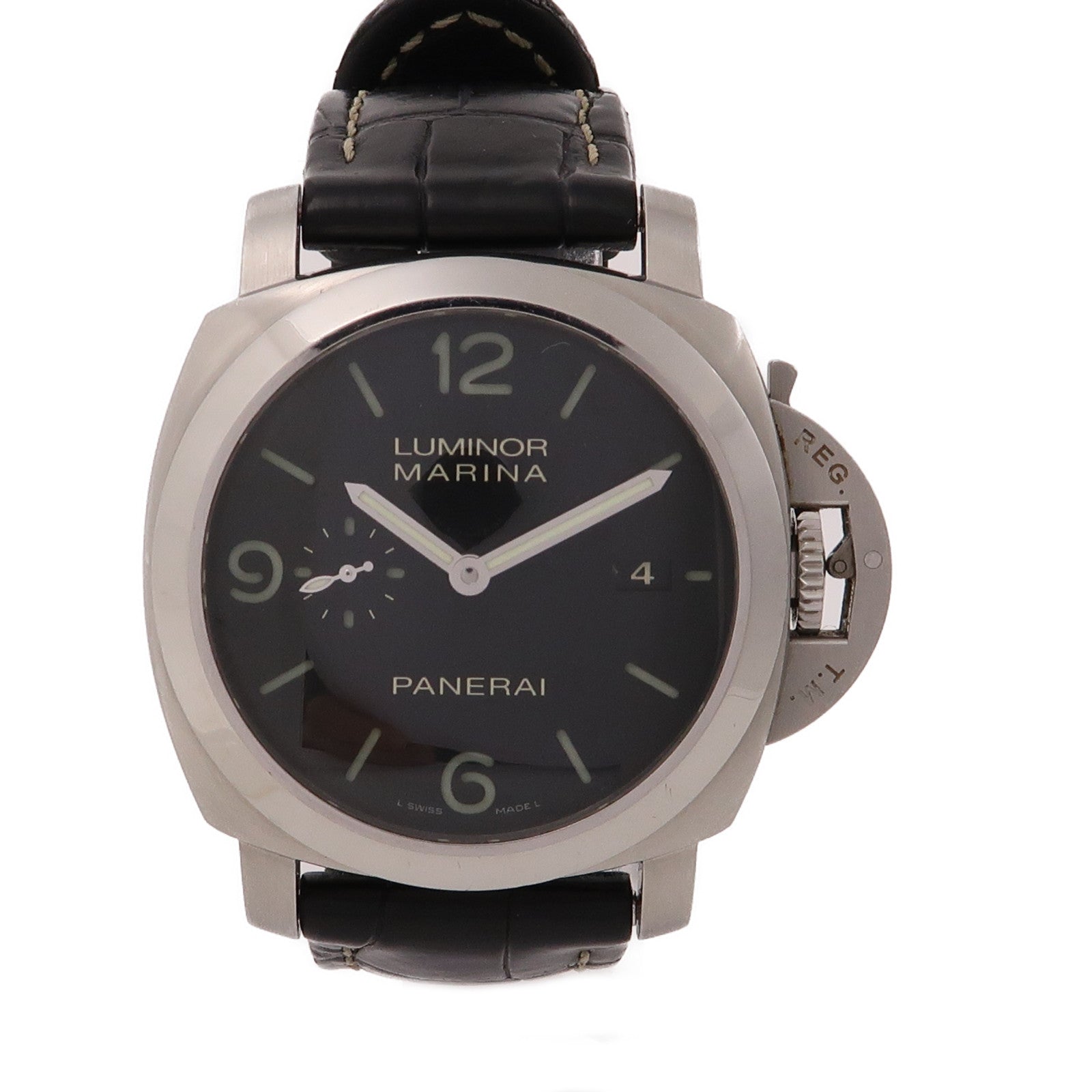 PANERAI Luminor Marina 1950不鏽鋼/皮革帶手錶自動機芯黑色