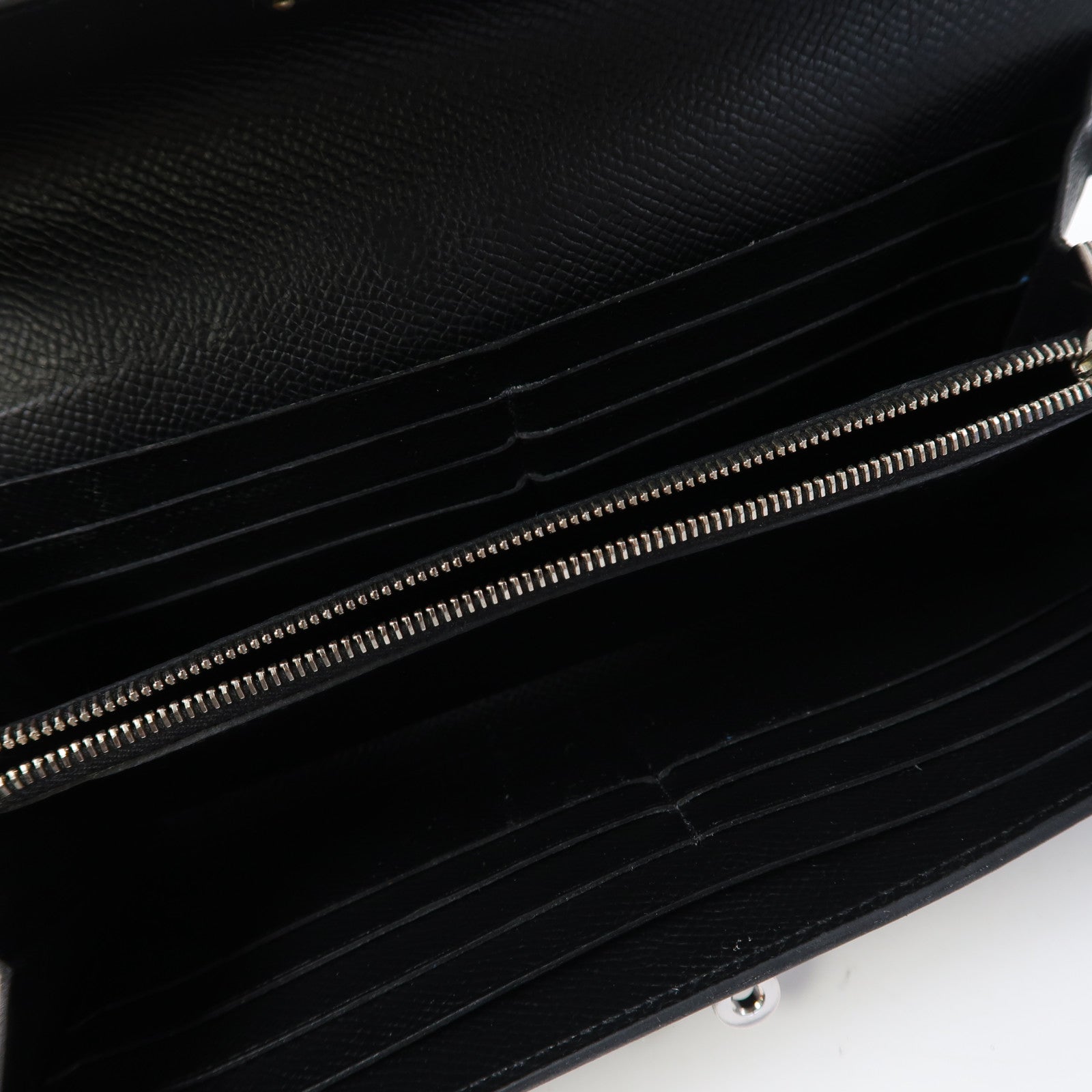 HERMES Epsom皮革Kelly Wallet銀扣長錢包Noir/黑色