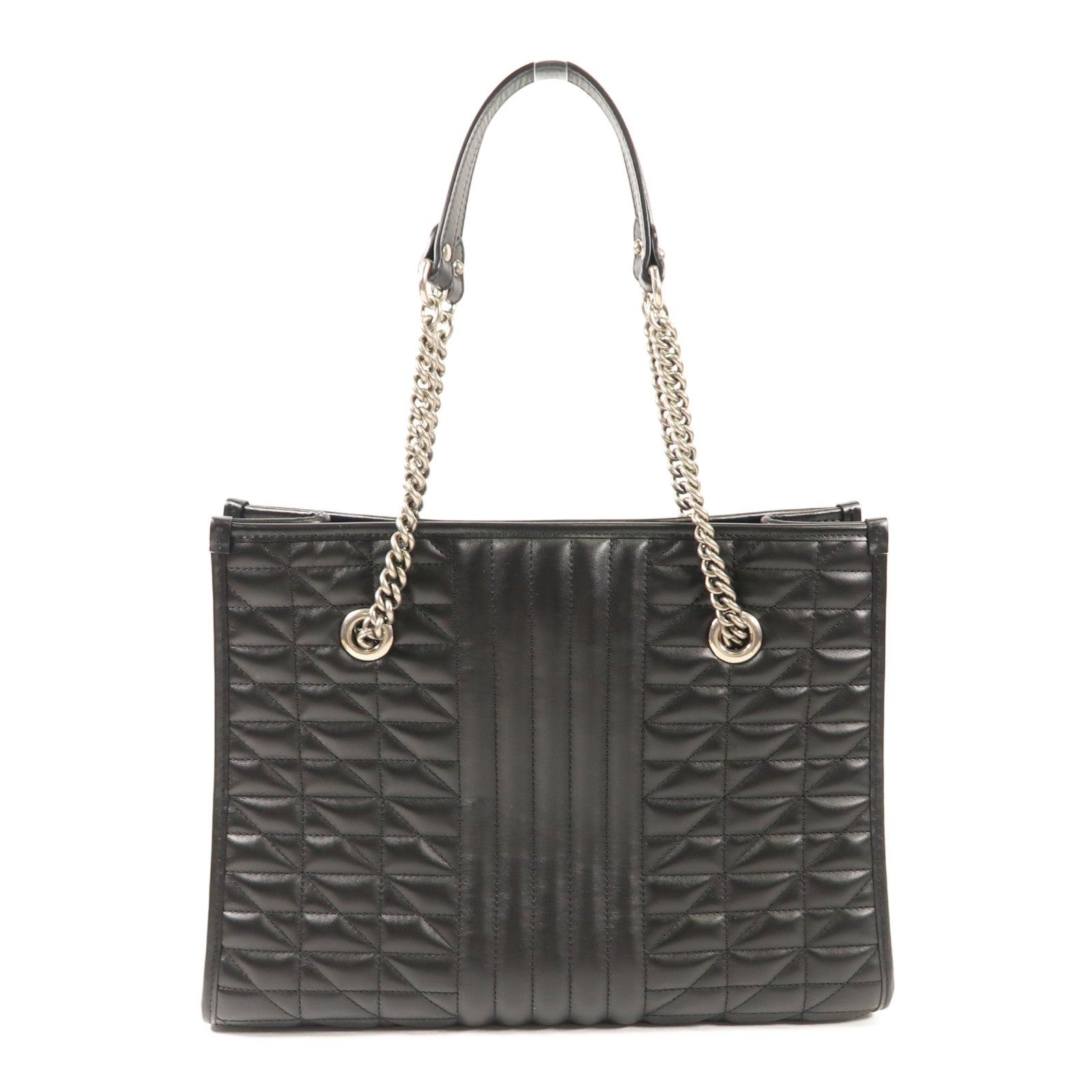 GUCCI 【激減優惠】牛皮皮革GG Marmont Tote Bag銀扣鏈帶手挽袋