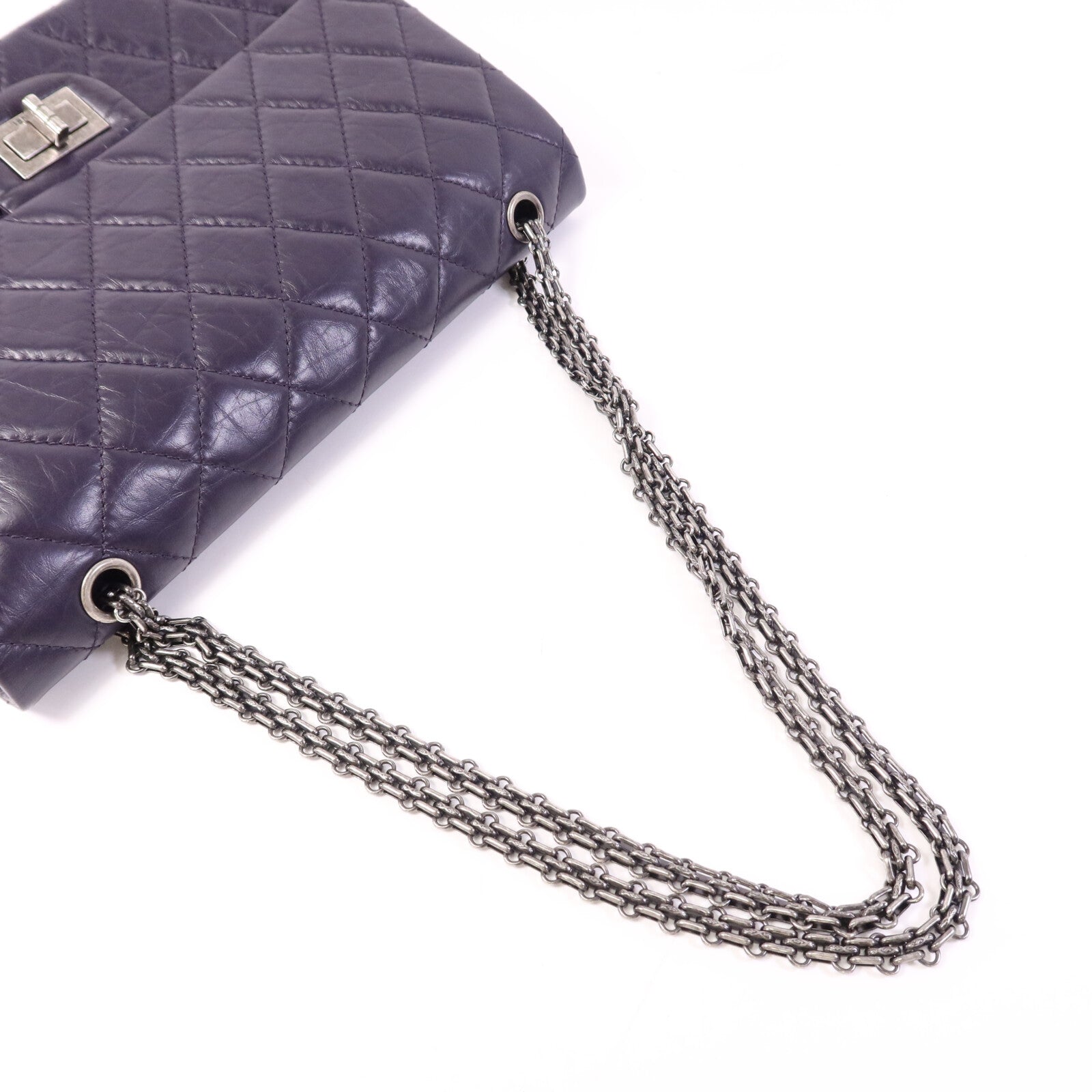CHANEL 羊皮皮革Chanel 2.55 Large銀扣鏈帶肩背袋