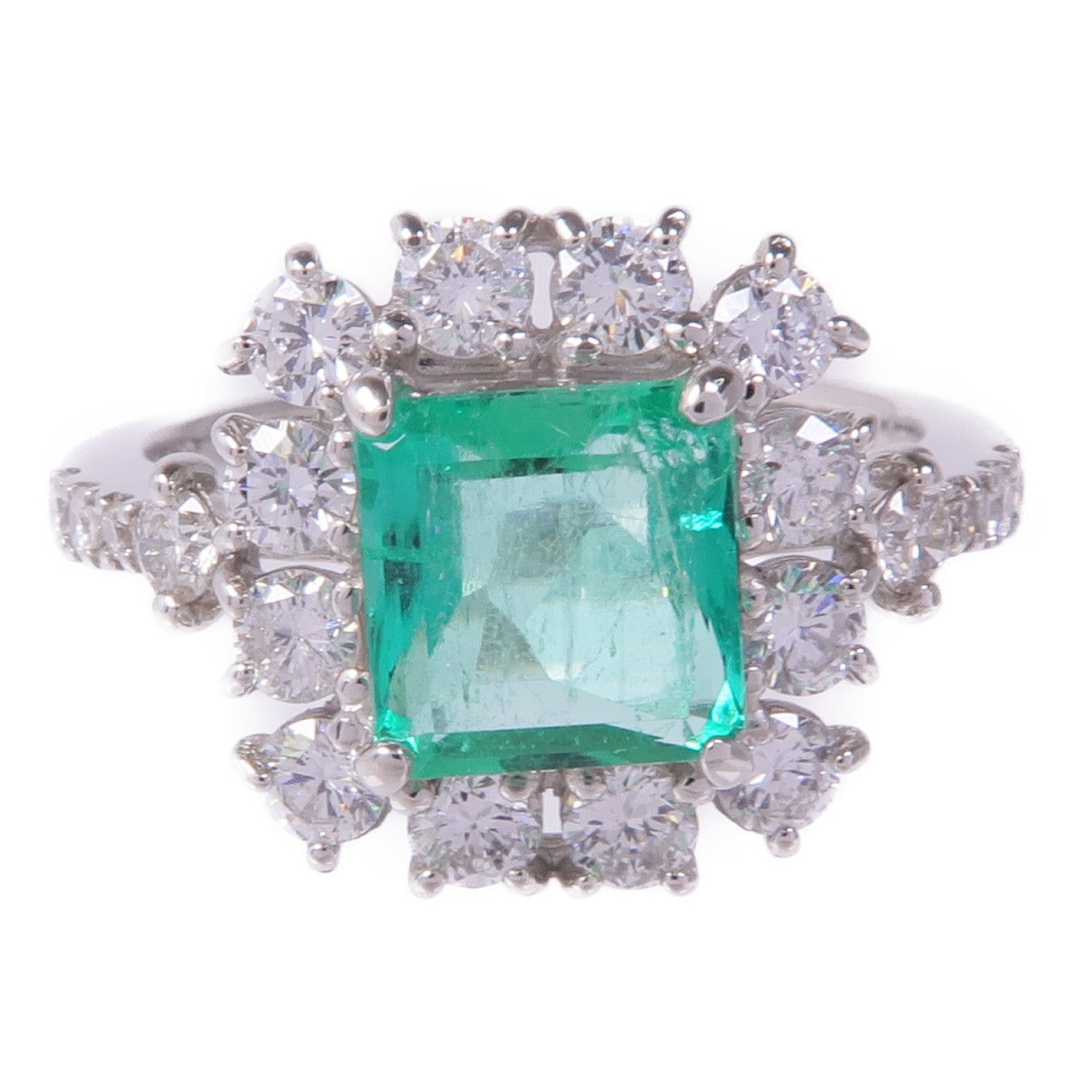 JEWELRY PT950鉑金Emerald Diamond Ring綠寶石/鑽石戒指US#5.5