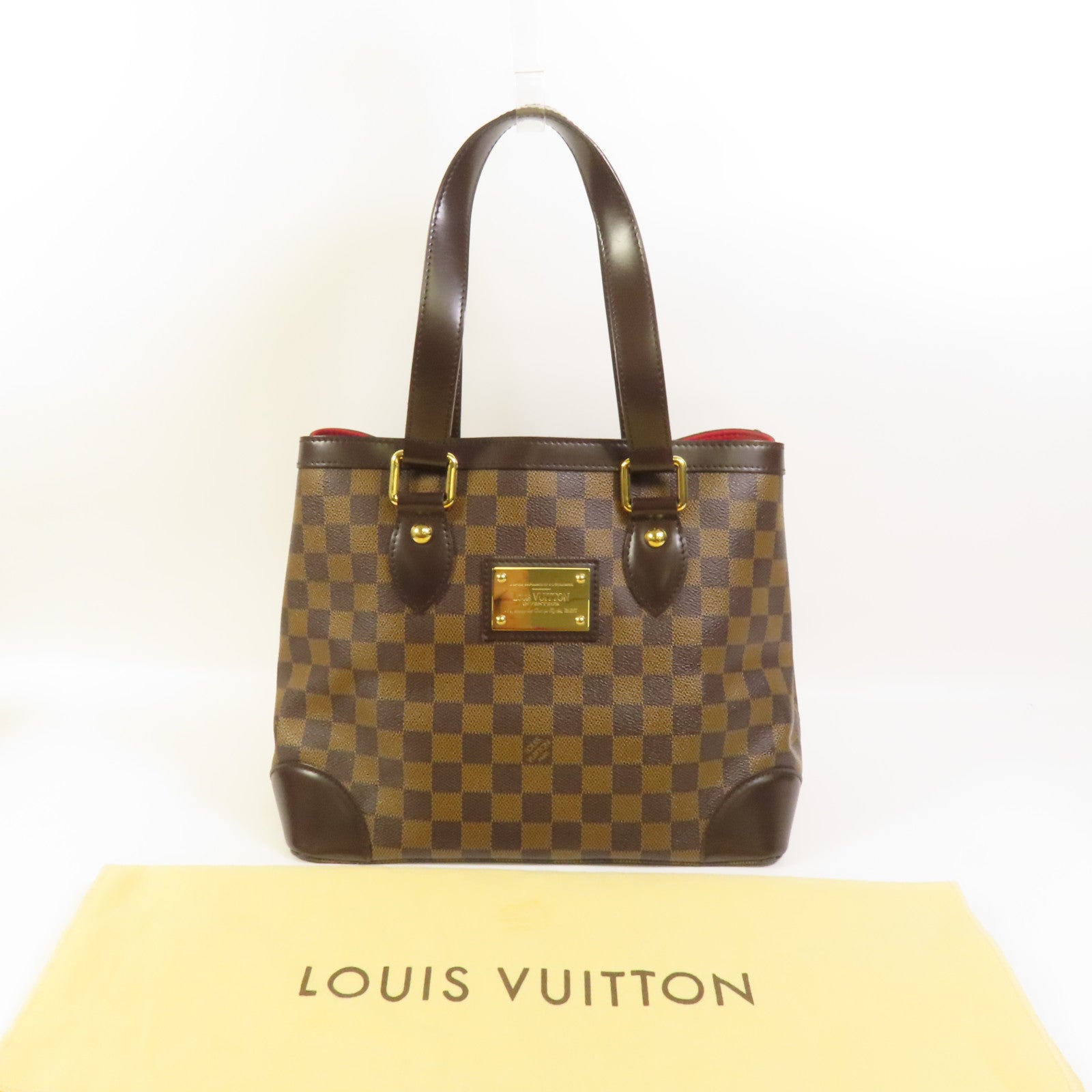 LOUIS VUITTON Damier Hampstead PM金扣手挽袋