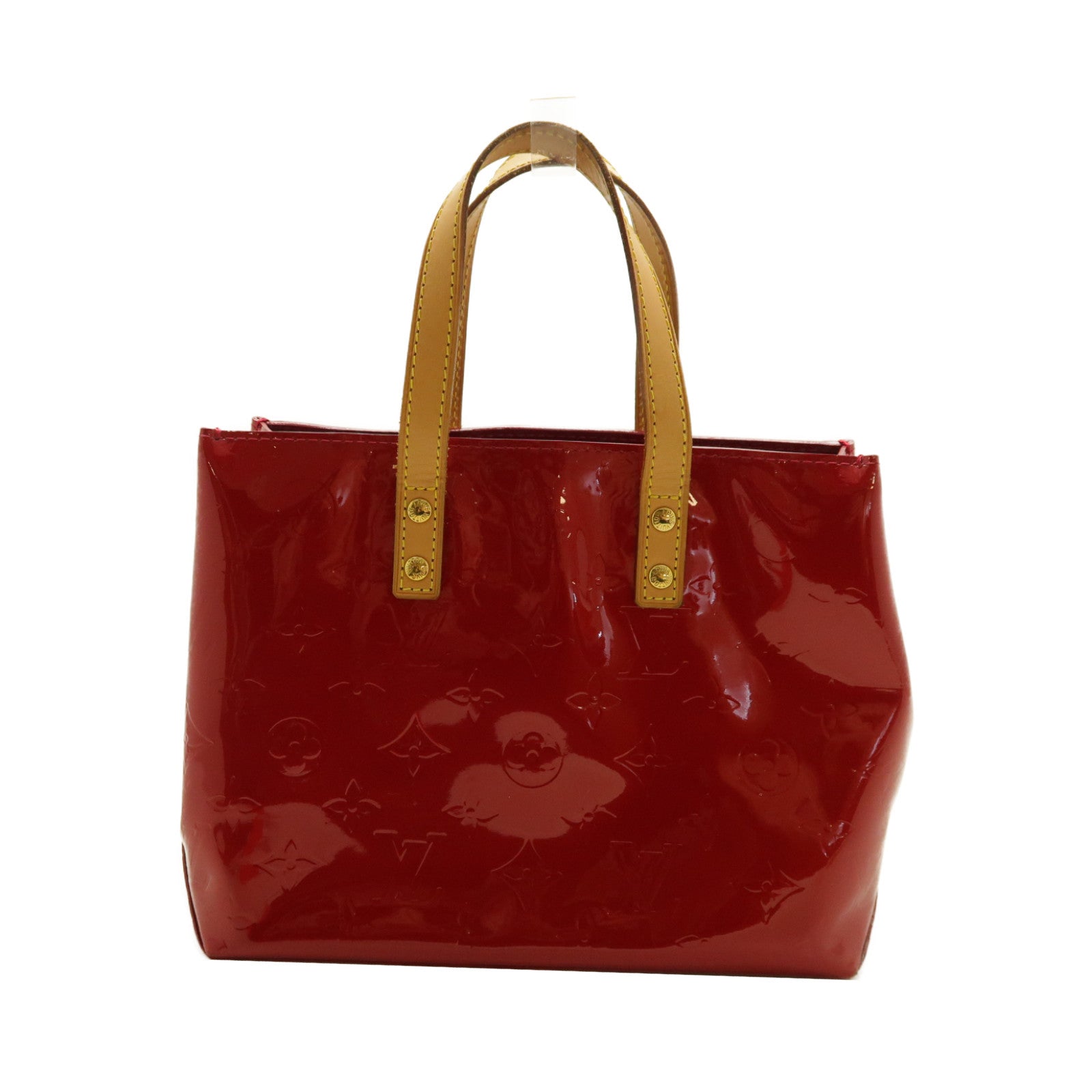 LOUIS VUITTON Vernis Reade PM金扣手挽袋紅色