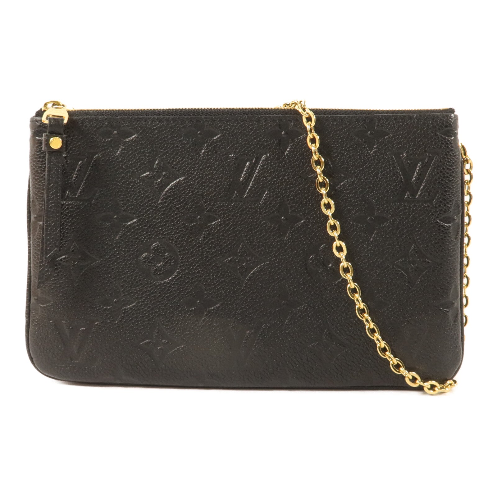 LOUIS VUITTON Monogram Empreinte Double Zip Pochette鏈帶肩背袋
