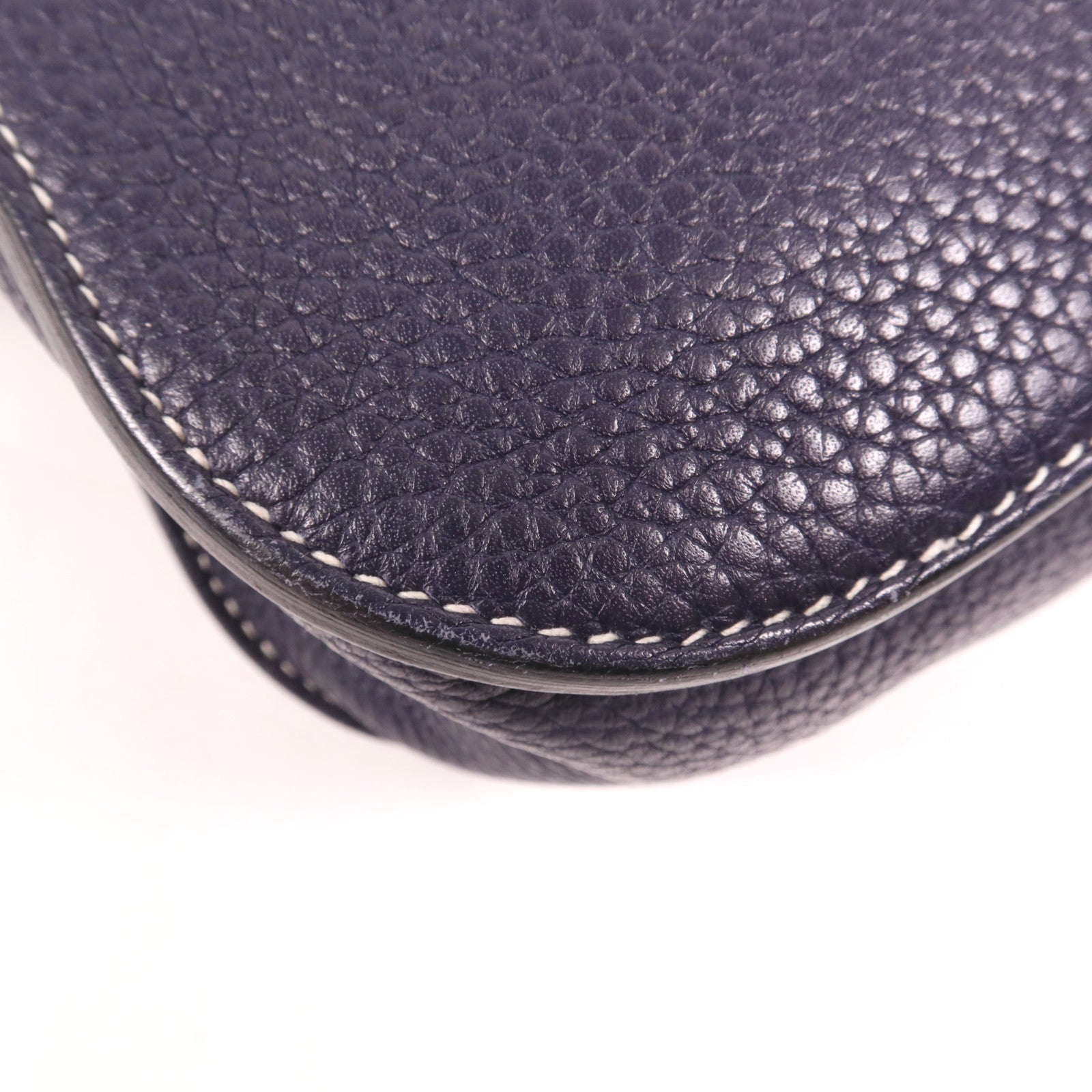 HERMES Clemence皮革Halzan 31銀扣手挽肩背兩用袋Bleu Nuit