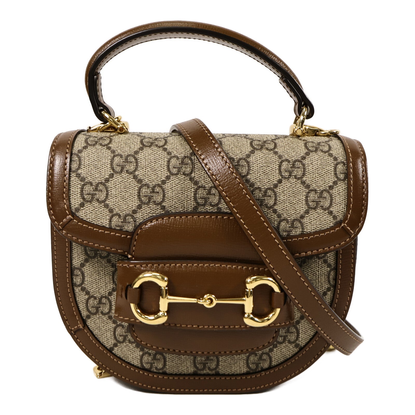 GUCCI 塗層帆布Horsebit 1955 Mini Top手挽肩背兩用袋