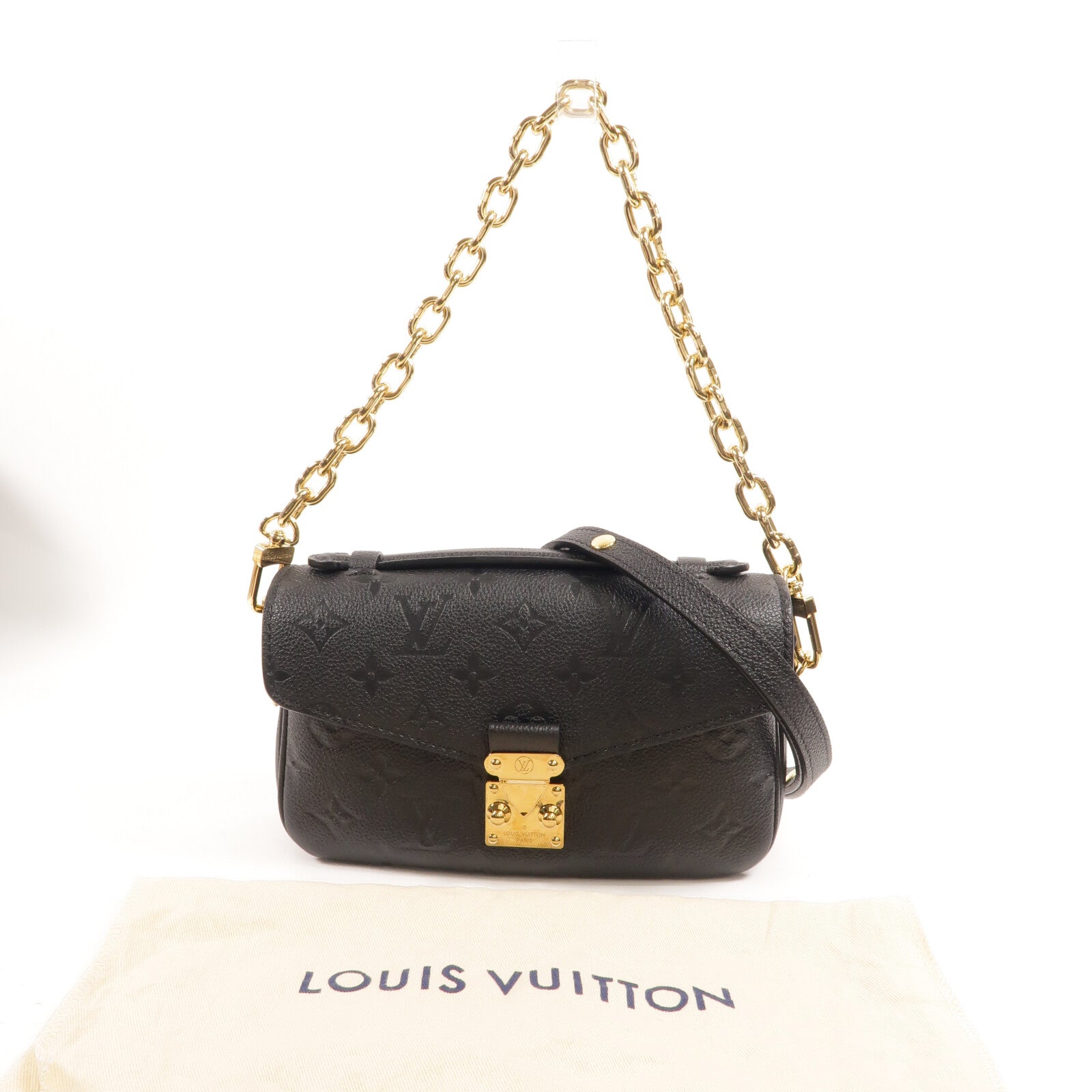 LOUIS VUITTON Monogram Empreinte Pochette Metis East West鏈帶手挽肩背兩用袋