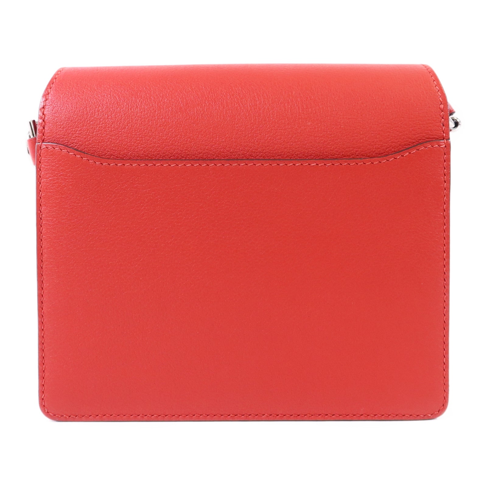 HERMES Evercolor皮革Mini Roulis銀扣肩背袋Rouge Tomate