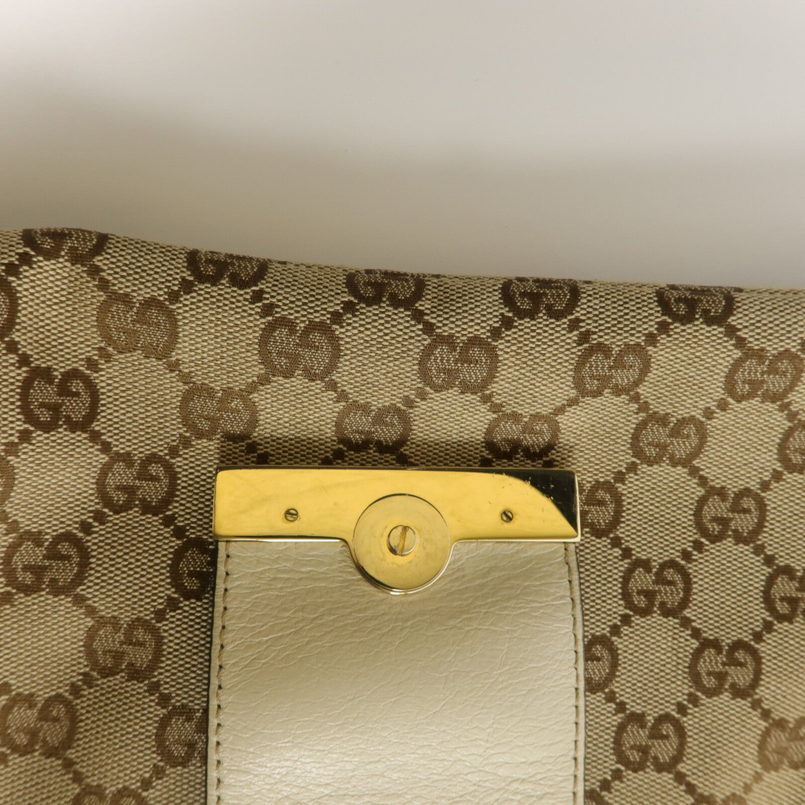 GUCCI 帆布/牛皮皮革Web Flap Tote肩背袋