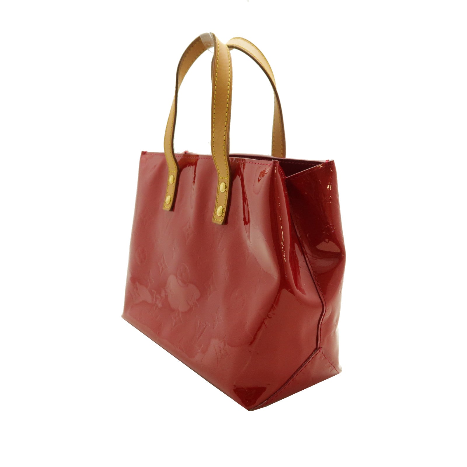 LOUIS VUITTON Vernis Reade PM金扣手挽袋紅色