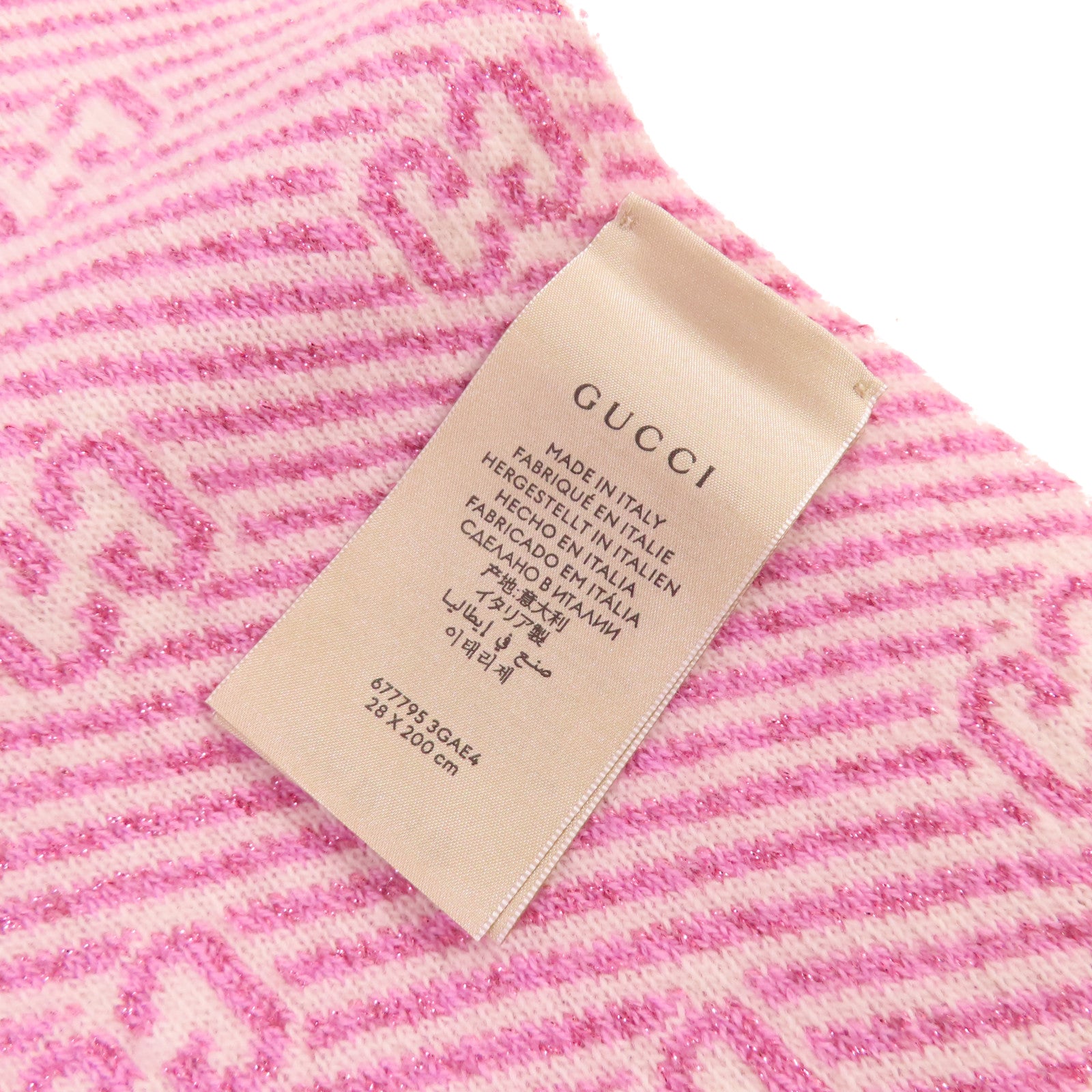 GUCCI 羊絨/羊毛Scarf圍巾粉紅色