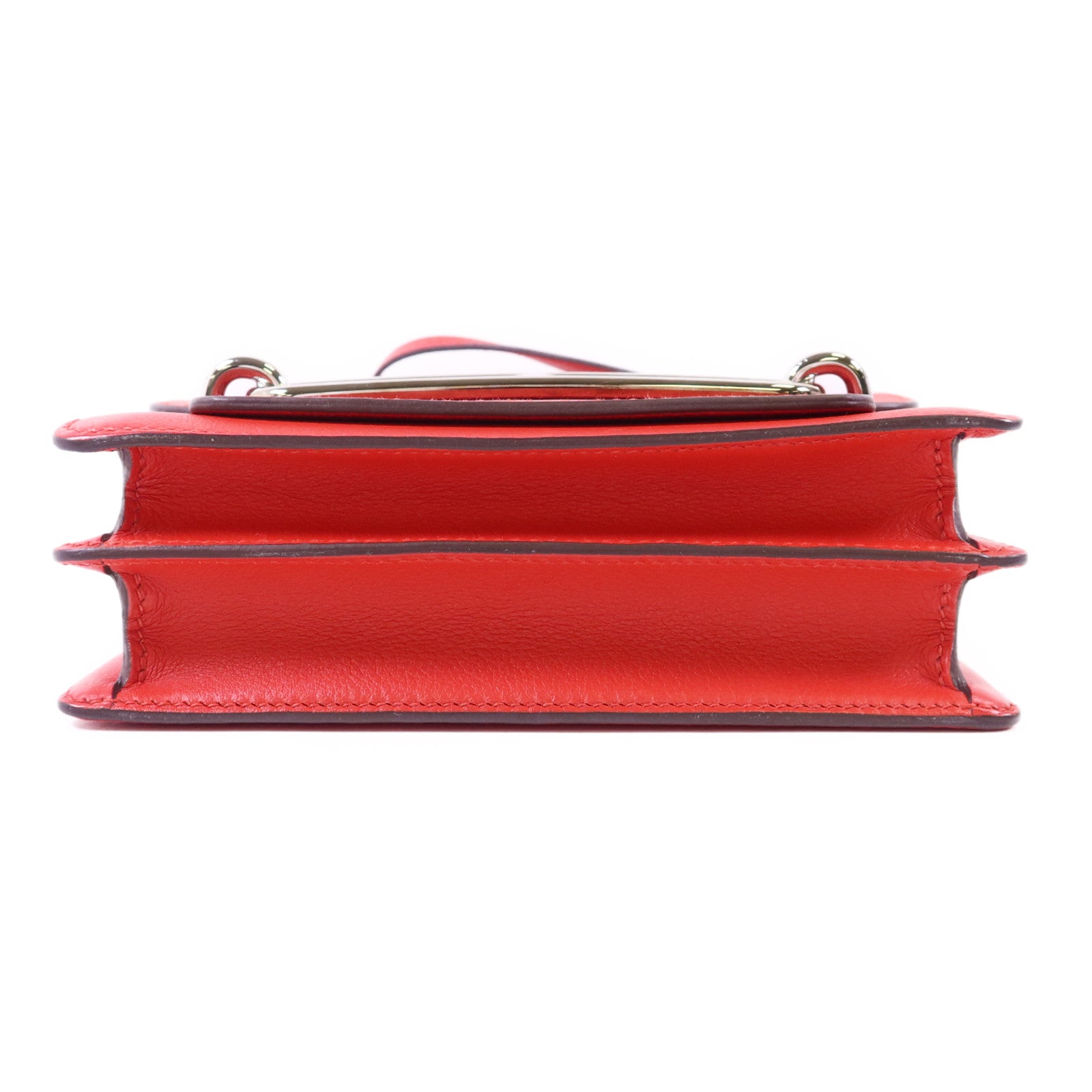 HERMES Evercolor皮革Mini Roulis銀扣肩背袋Rouge Tomate