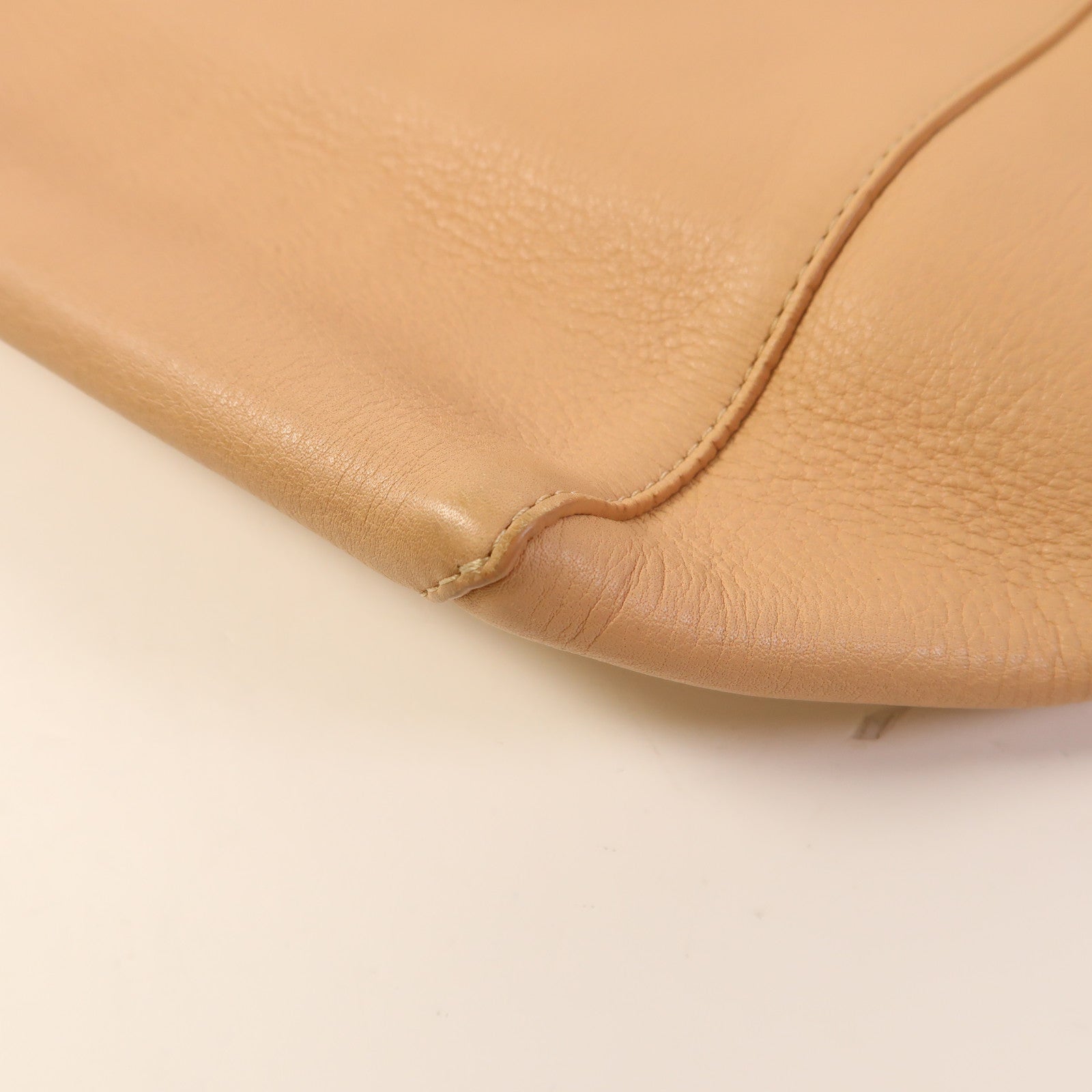 CELINE GHW Shoulder Tote Bag Calfskin Leather Beige