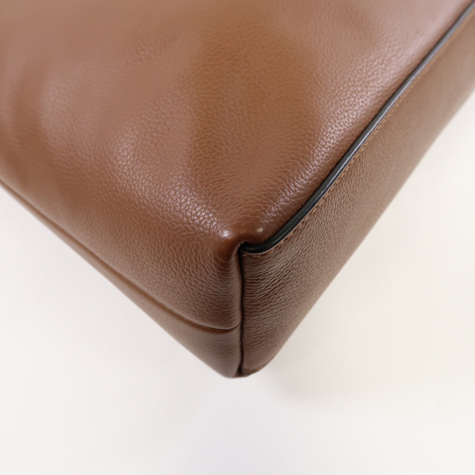COACH 【激減優惠】牛皮皮革2 Way Shoulder銀扣手挽肩背兩用袋啡色