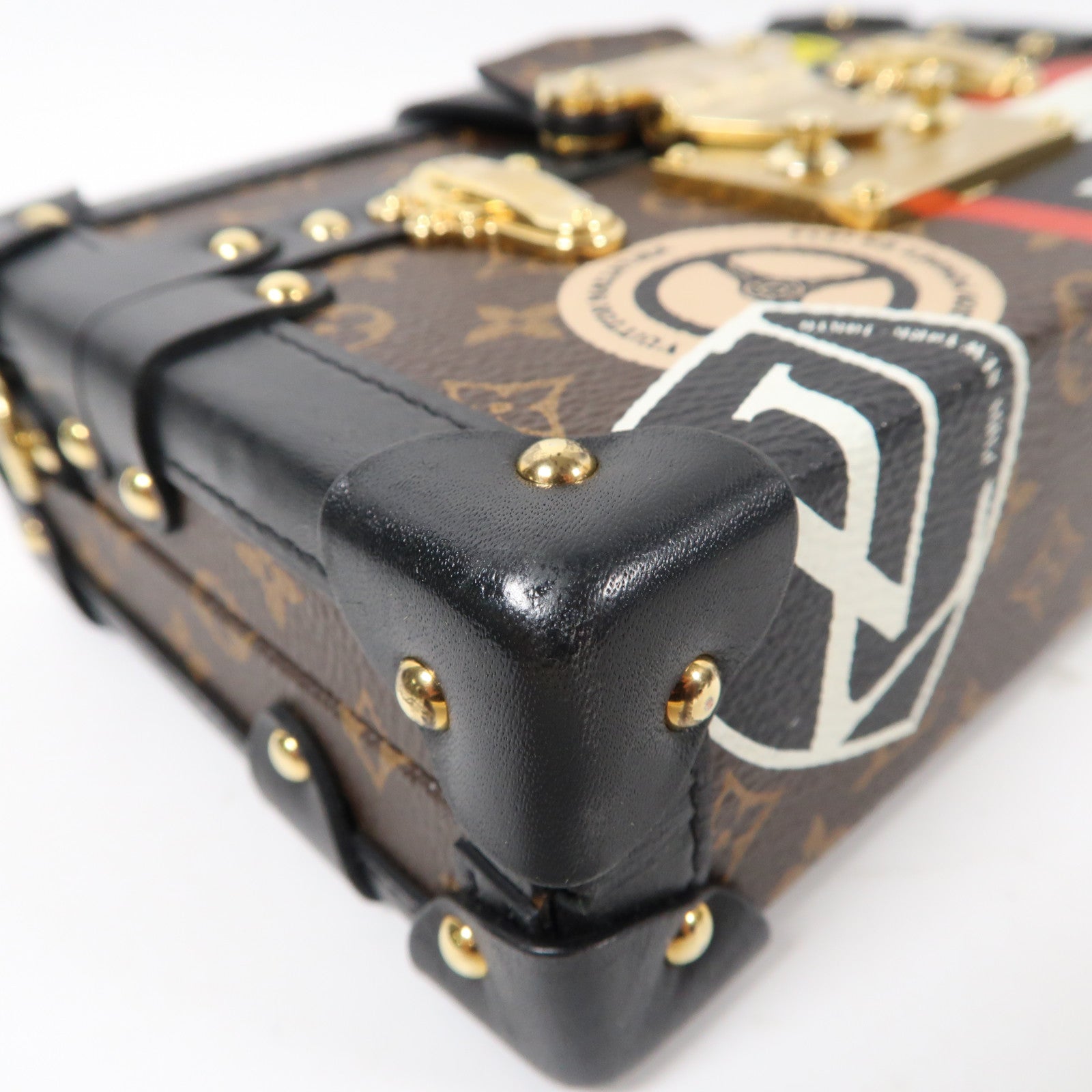 LOUIS VUITTON Monogram Petite Malle金扣肩背袋啡色/黑色