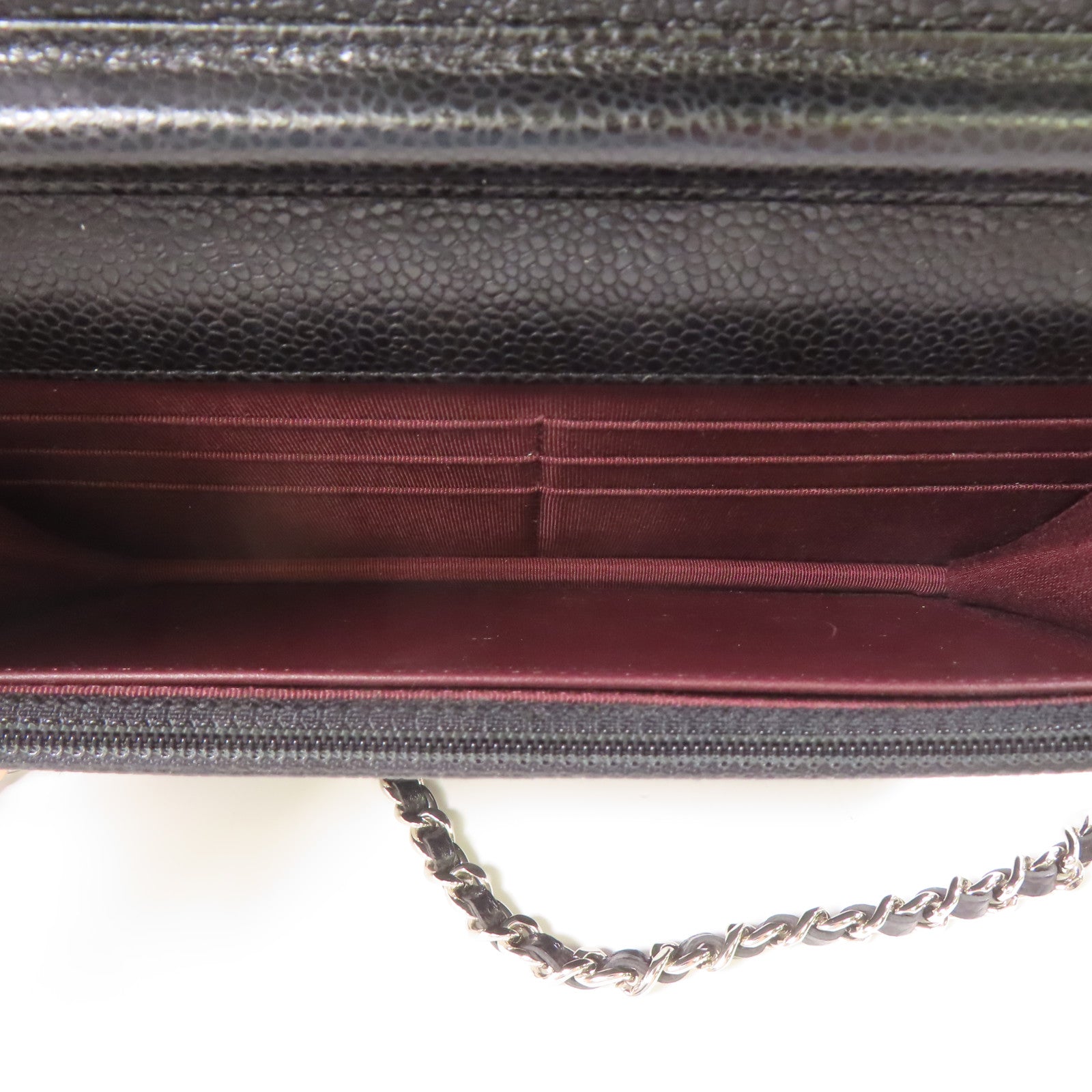 CHANEL 牛皮皮革Wallet On Chain銀扣鏈帶肩背袋黑色